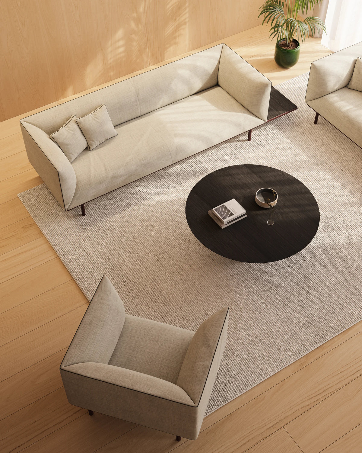 Porte PRT103 Sofa - Black/Fabric G2 (Relate 0201 Warm Beige)