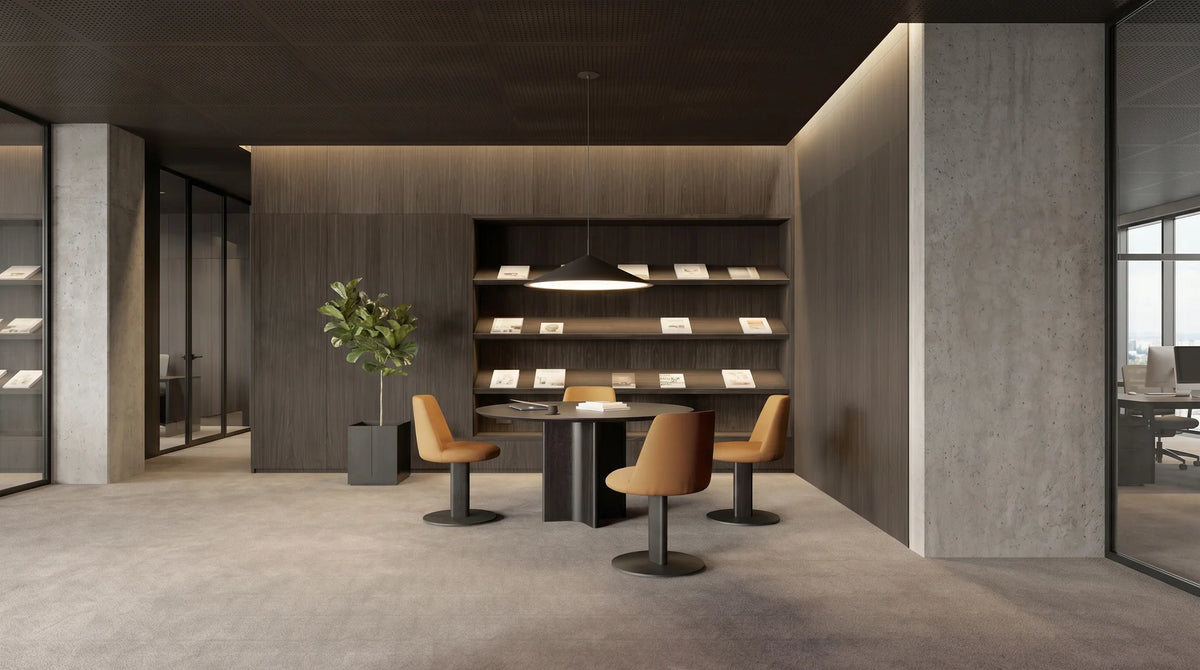 Poste POS301 Office Task Chair - Black/Ebony Stained Oak/Leather G2 (Camel 107-2116)