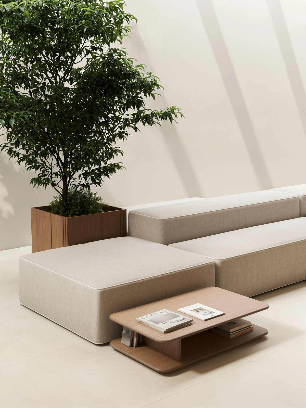 Corte CRM125 with Wheels Coffee Table - Super Matt Oak-4