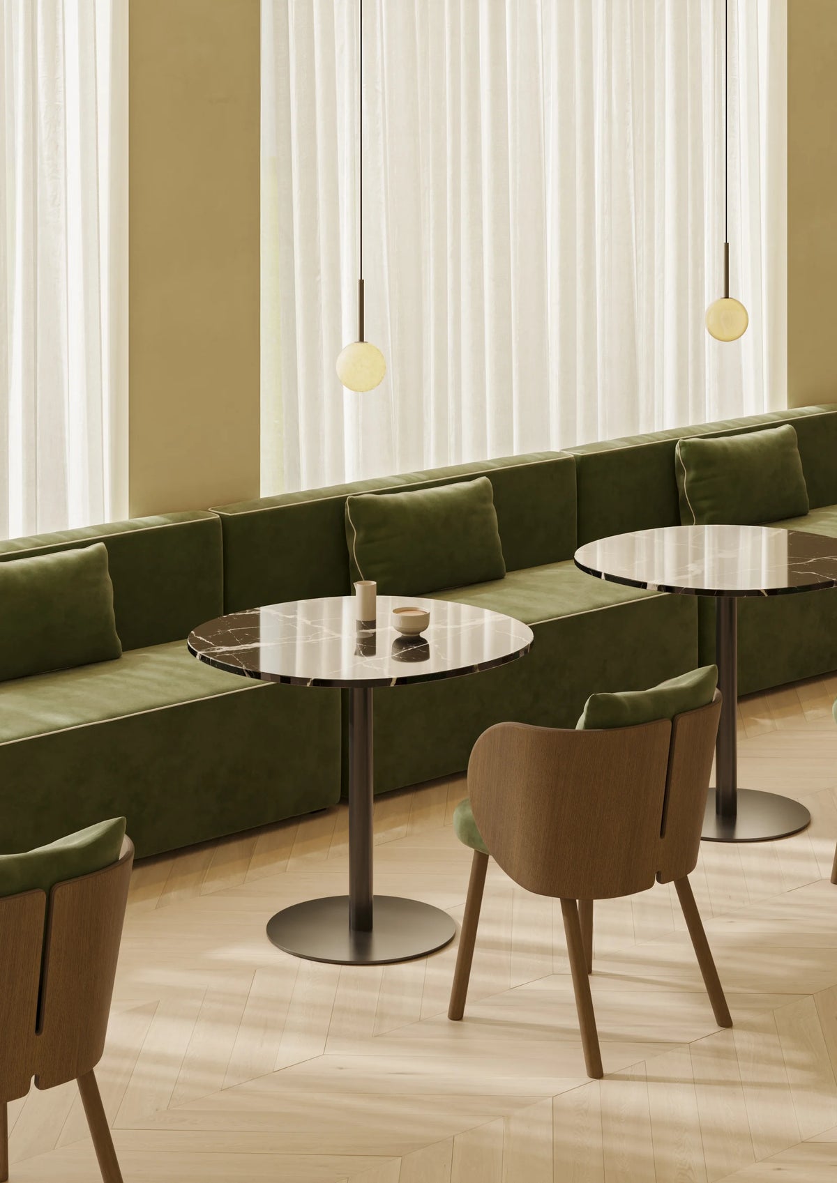 Gonna GON101 Dining Chair - Walnut Stained Oak/Fabric G3 (Relate 0921 Sage Green)