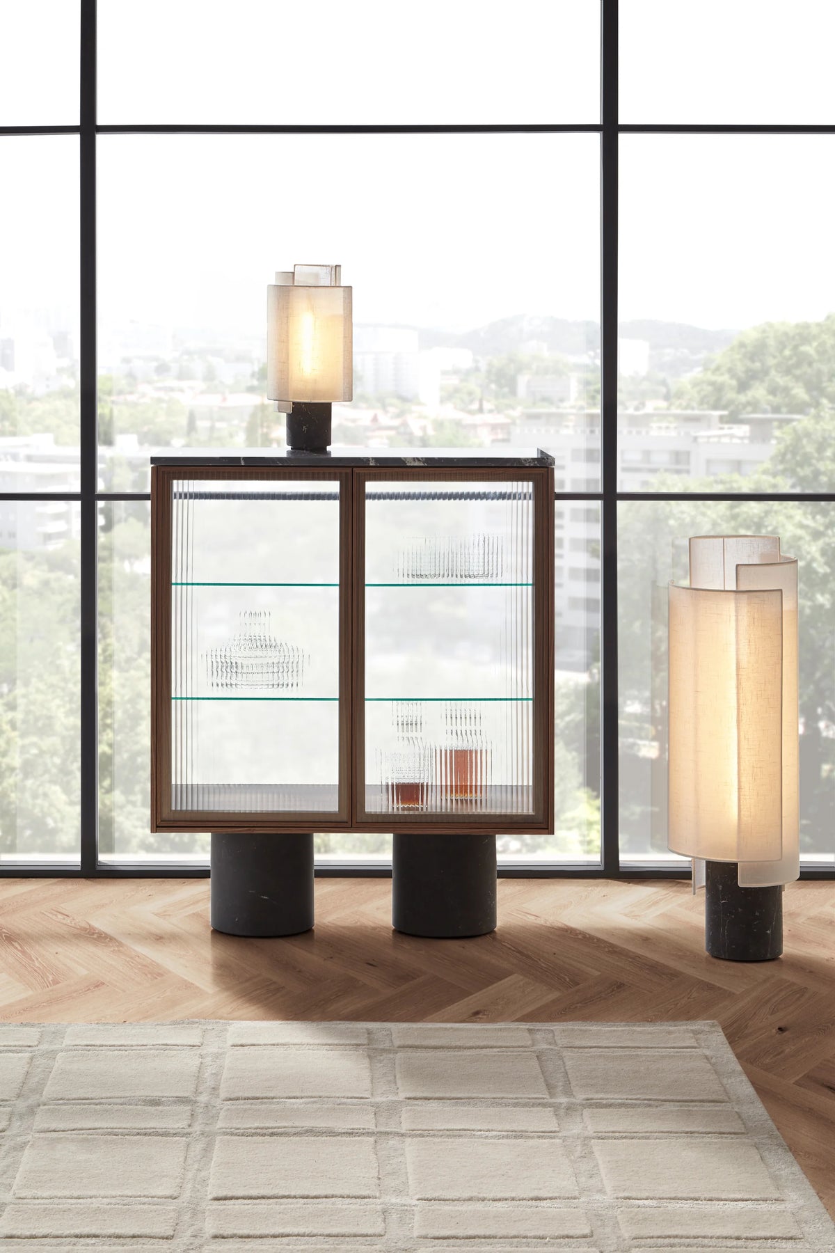 Rio RIL300 Table Lamp - Marquinia/Cotton Shade-5