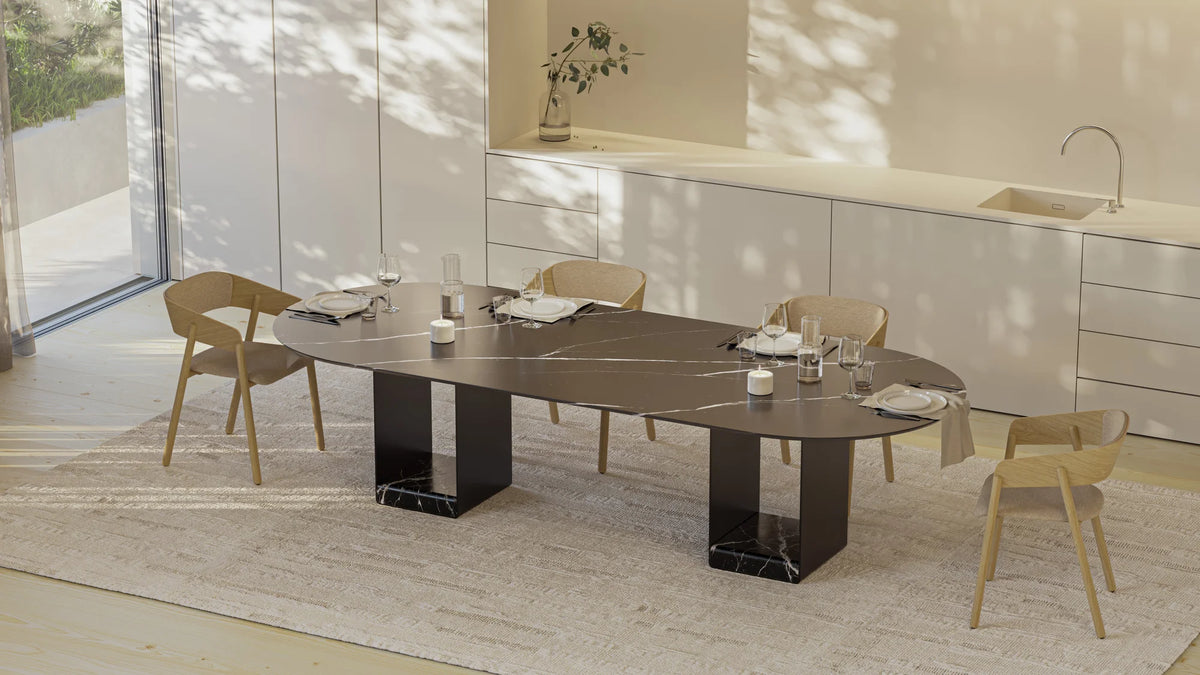Vacia VAC300 Dining Table - Black/Marquinia/Super Matt Walnut