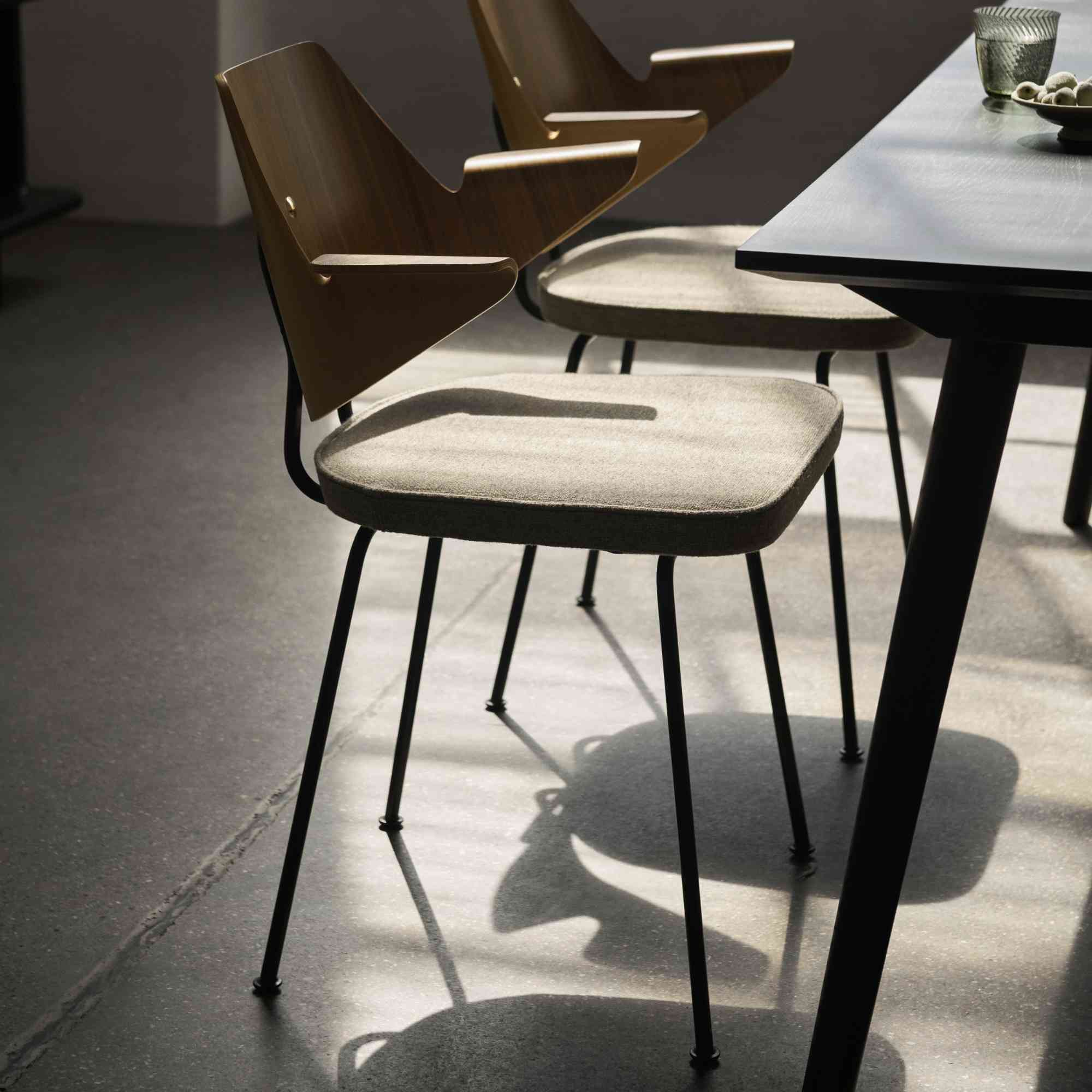 RFH RD7 Dining Chair - Beech Veener/Walnut/Fabric 3 (Hallingdal 227)-3