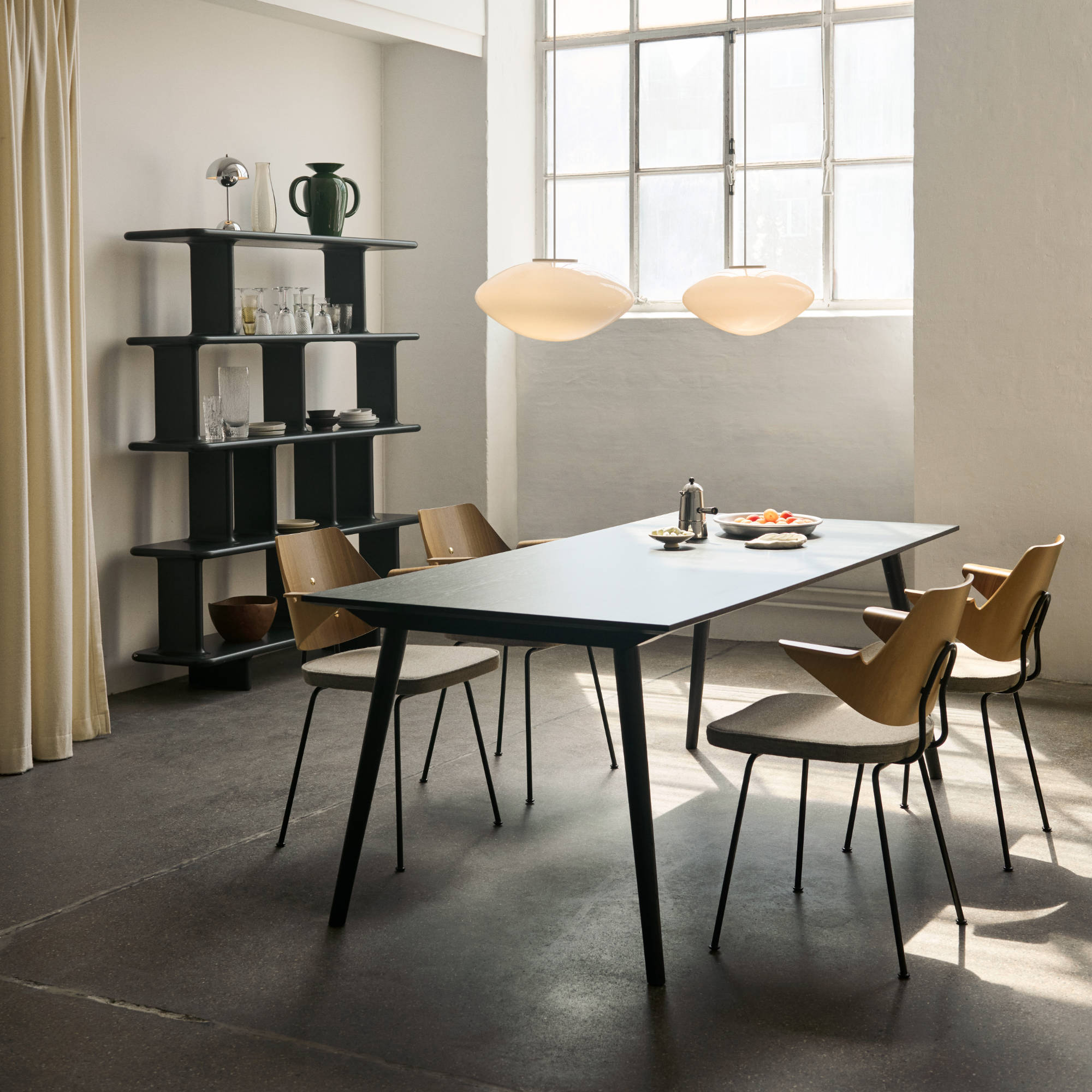 RFH RD7 Dining Chair - Beech Veener/Walnut/Fabric 3 (Hallingdal 227)-5