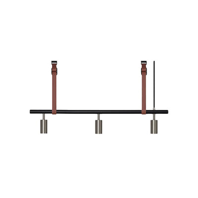 Long John Model 3 Pendant Lamp - Black/Steel/Brown Leather
