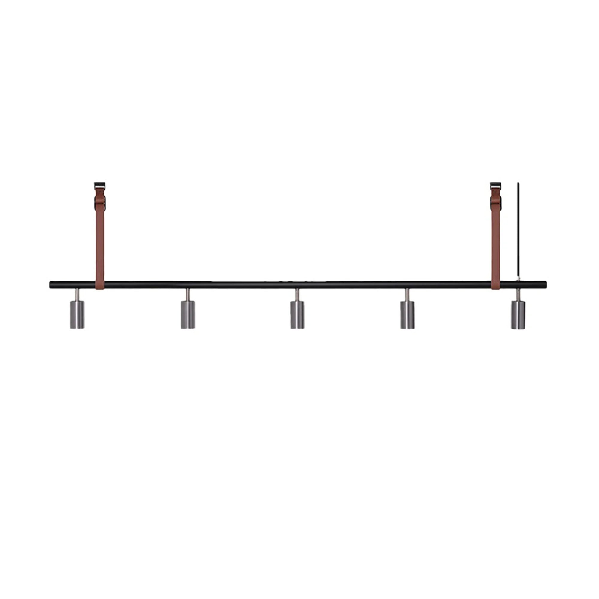 Long John Model 5 Pendant Lamp - Black/Steel/Brown Leather