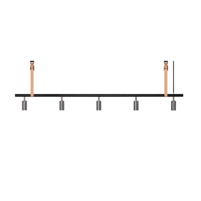 Long John Model 5 Pendant Lamp - Black/Steel/Nature Leather