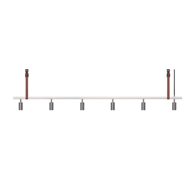 Long John Model 6 Pendant Lamp - White/Steel/Brown Leather