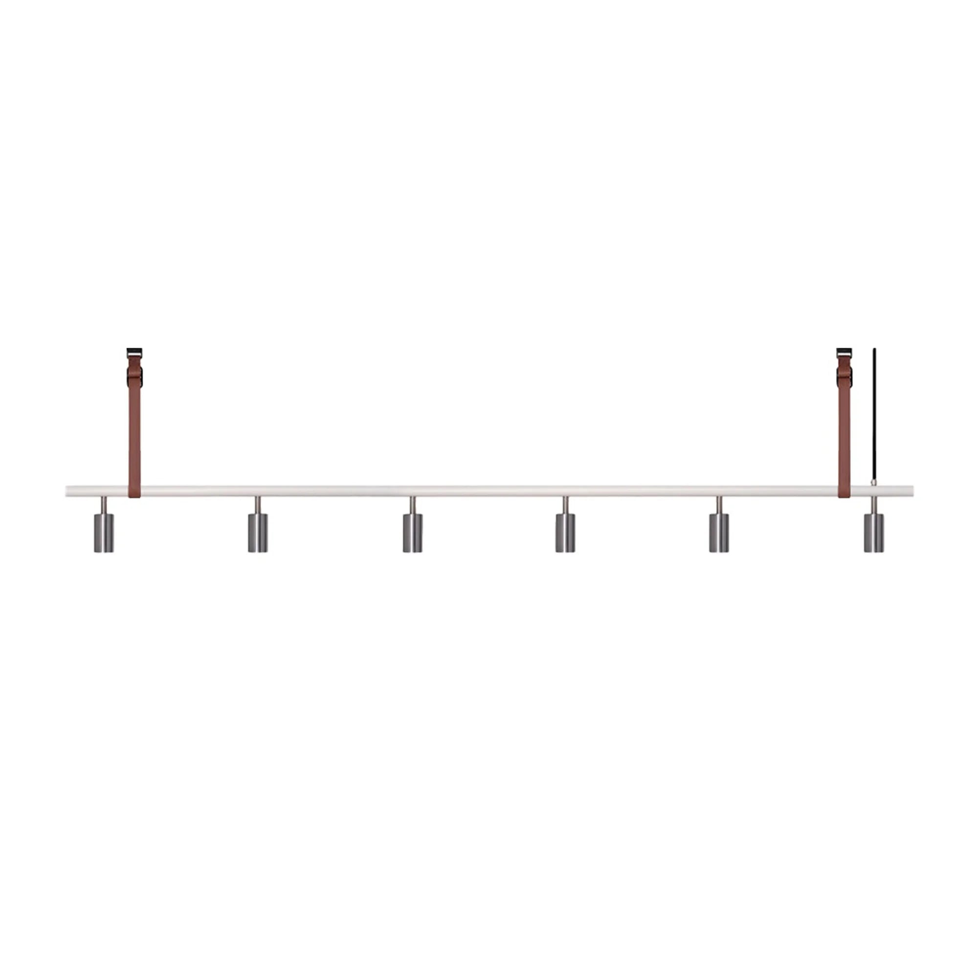 Long John Model 6 Pendant Lamp - White/Steel/Brown Leather