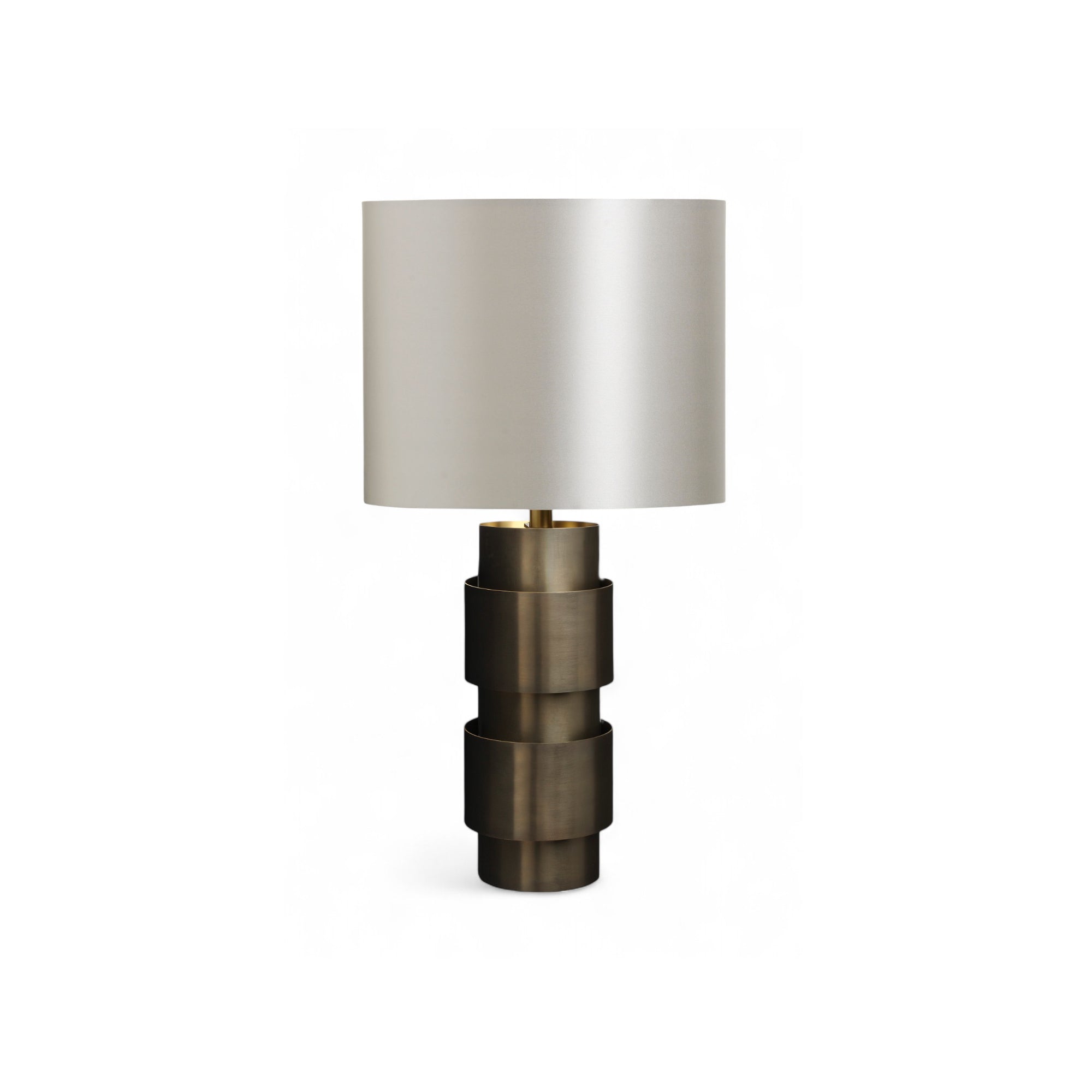 Ring Table Lamp - Bronze/Satin Brass/Dove Grey Silk-1