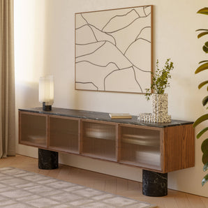 Rio RIO400 Sideboard - Walnut Stained Walnut / Honed Marquina Marble