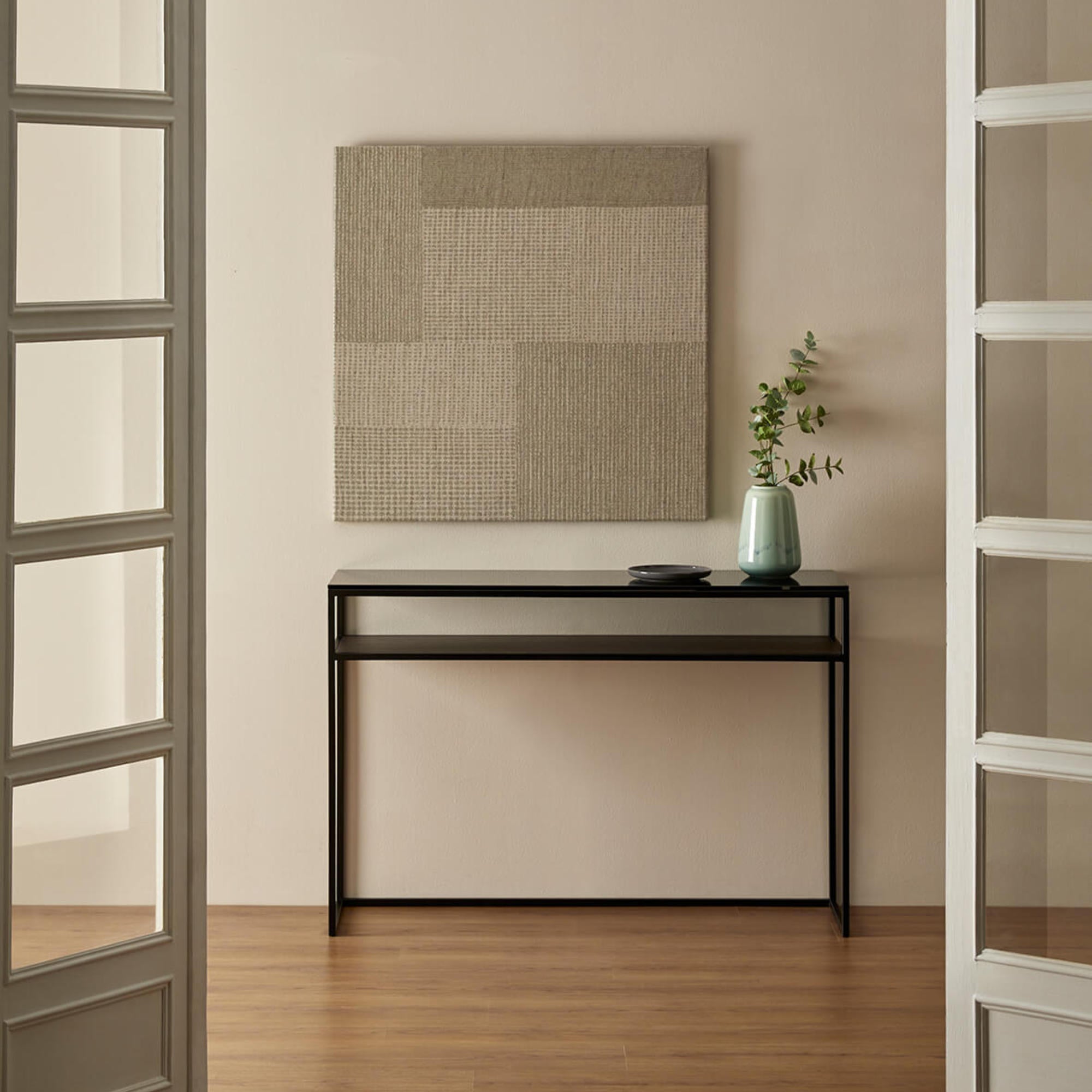 Rita 23 Console - Black Lacquered Shelf/Smoked Grey Glass-4