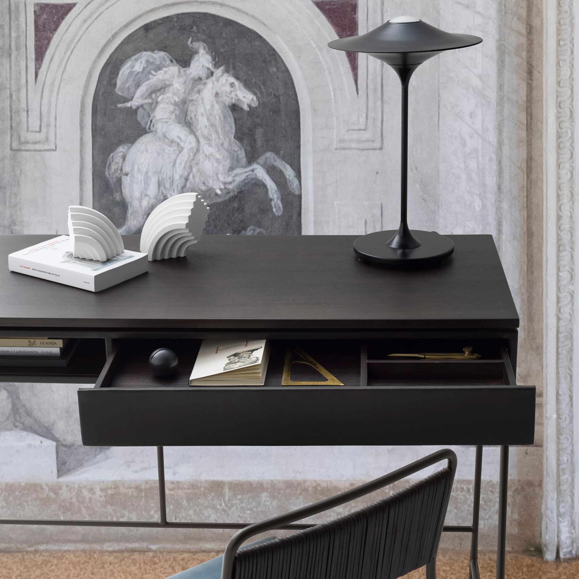 Rito 007820 Desk - Dark Brown Leather/Canaletto Walnut-3