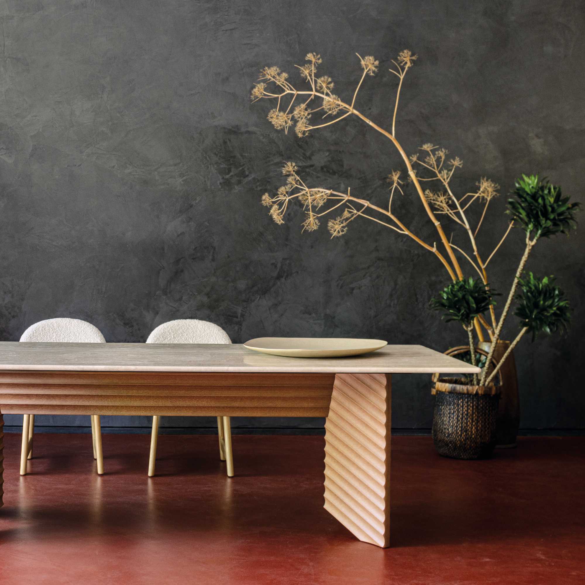 Rows RW03FR Diagonal Dining Table - Taupe/Fior Di Pesco-4