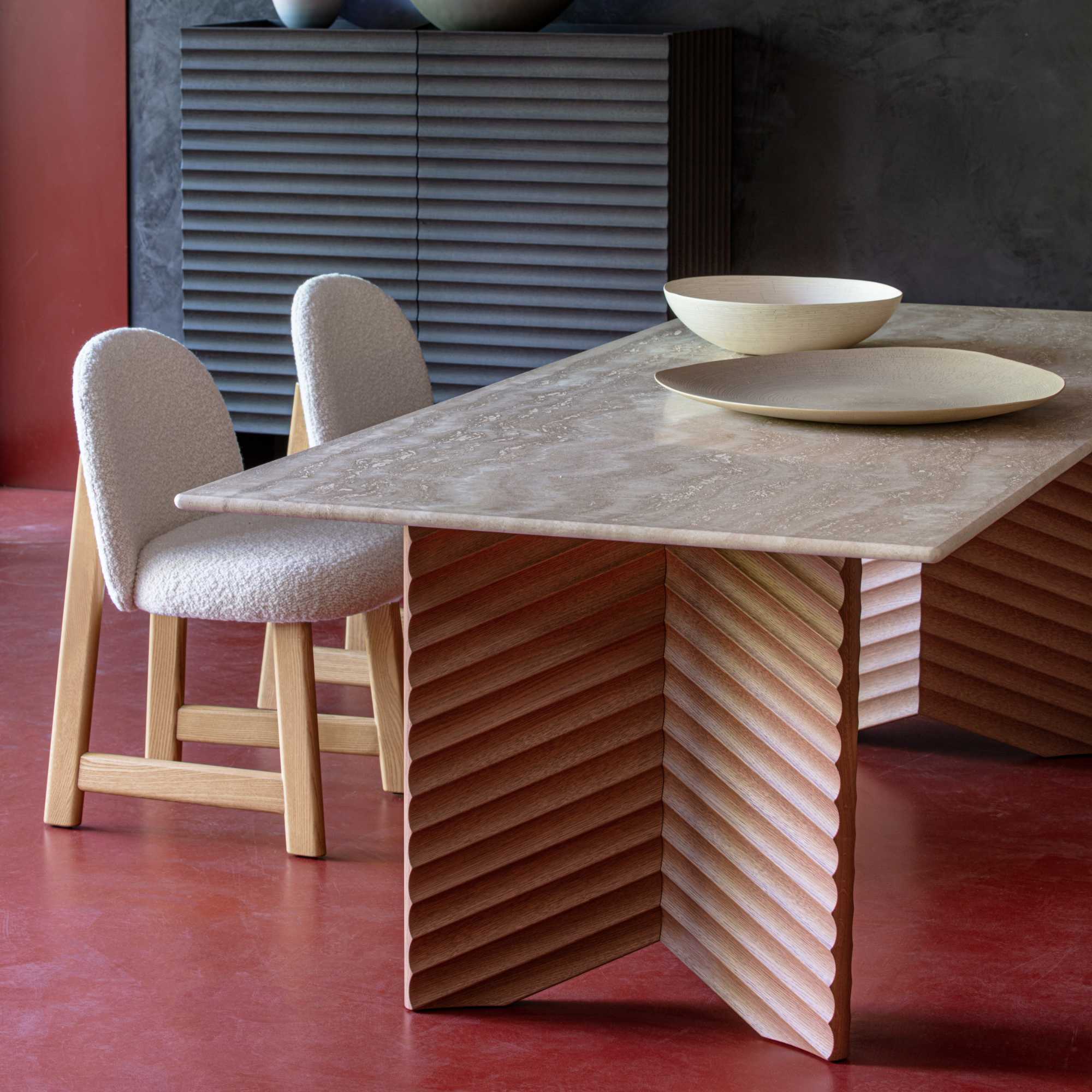 Rows RW03FR Diagonal Dining Table - Taupe/Fior Di Pesco-5