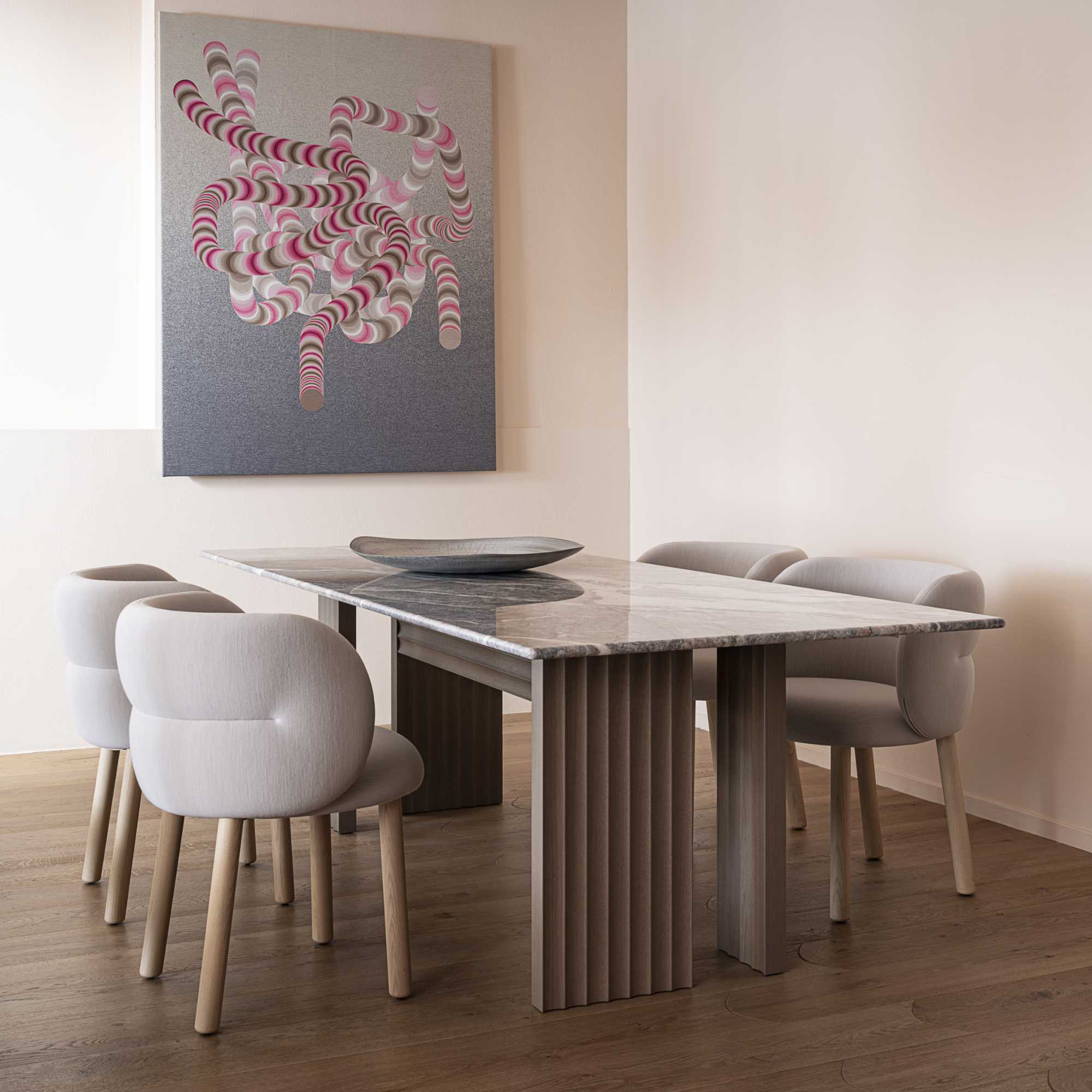 Rows RW03FS Vertical Dining Table - Taupe/Fior Di Pesco