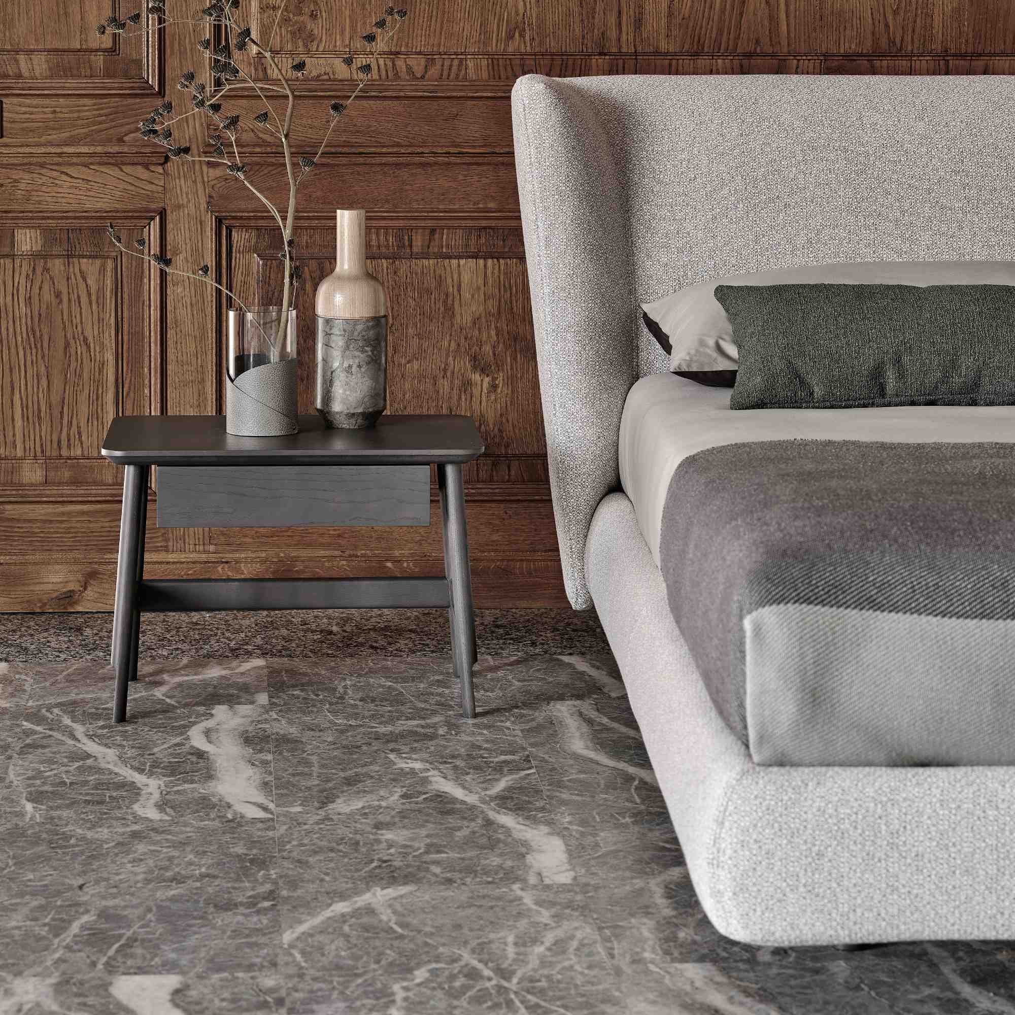 Royal 180 Bed - Eucalyptus (LE05)/Leather Luxor (Lisbona 213)-4