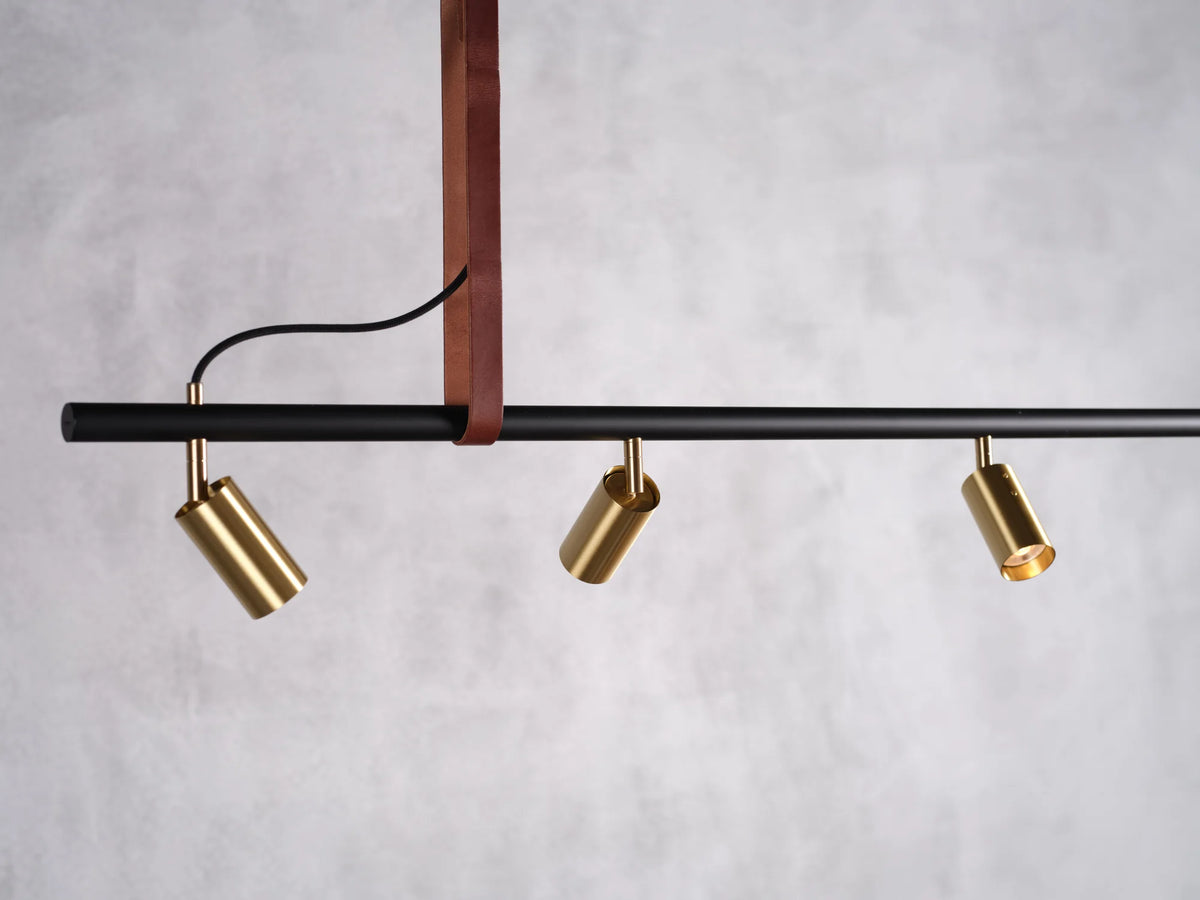 Long John Model 5 Pendant Lamp - Black/Steel/Brown Leather-3