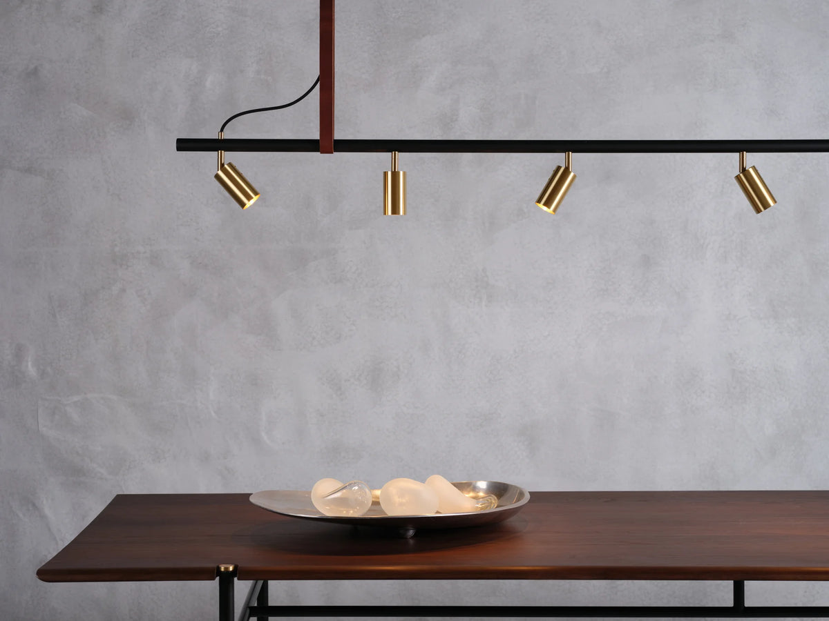 Long John Model 5 Pendant Lamp - Black/Steel/Brown Leather-5
