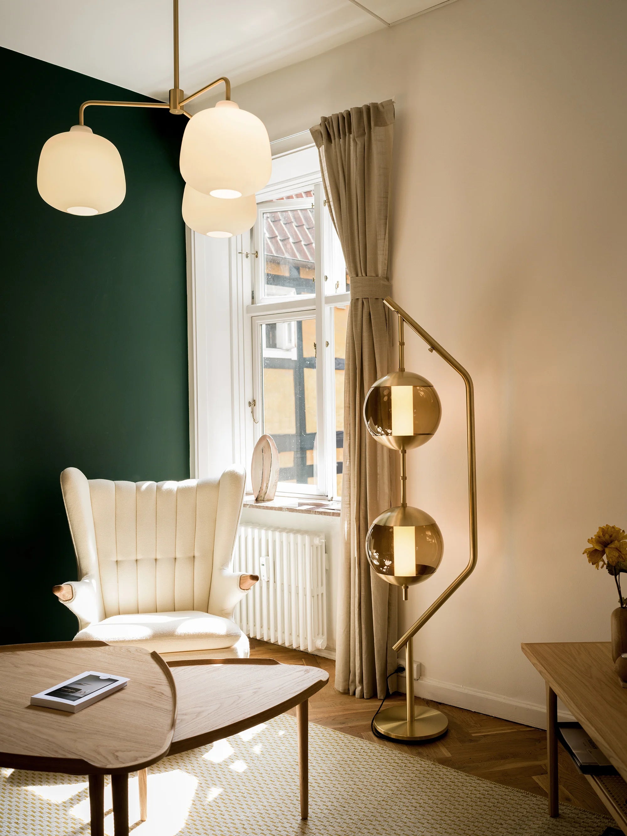 Monroe Floor Lamp - Brass/Brown Glass-2