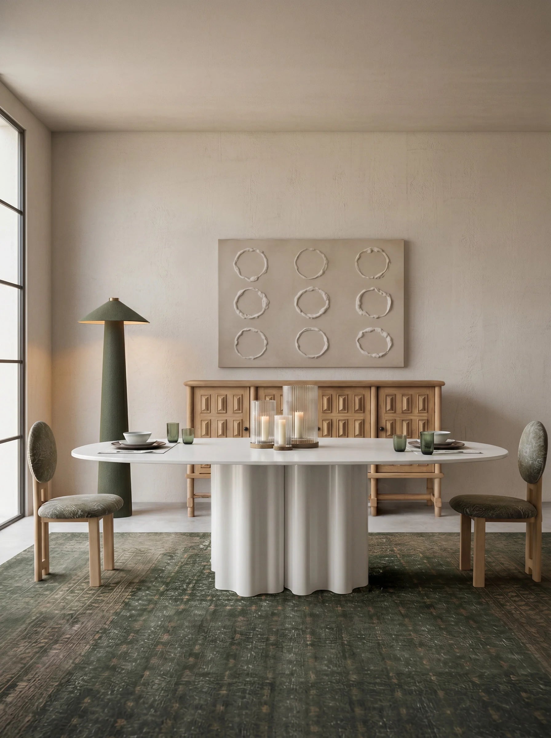 Teatro Magico TA0240B Dining Table - Ral 9003/White Glass-2