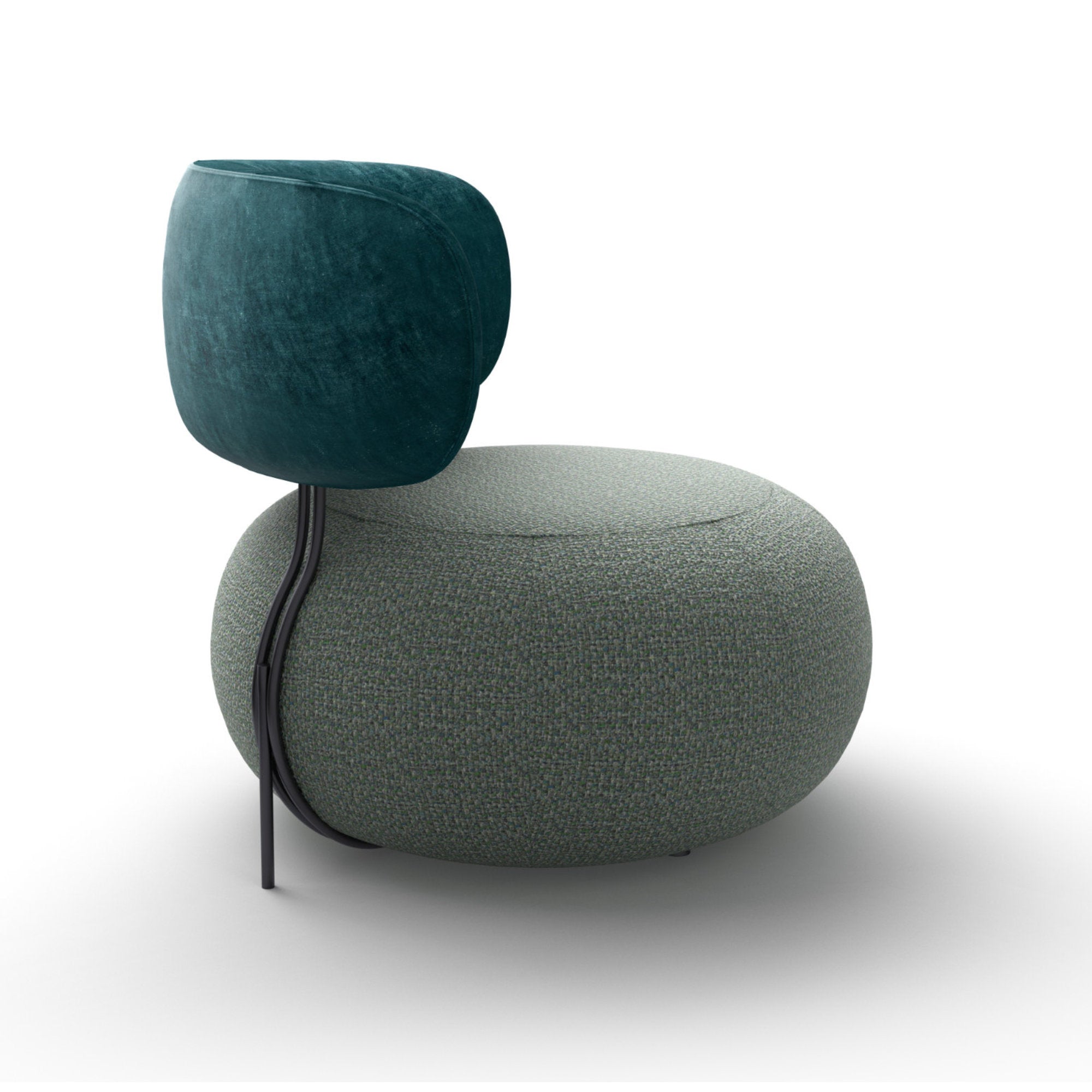 Baby Geo 2027 Armchair - Grey Ral 7021/Fabric C (Stuoia 02)/Velvet Special (Vegas 50)-5