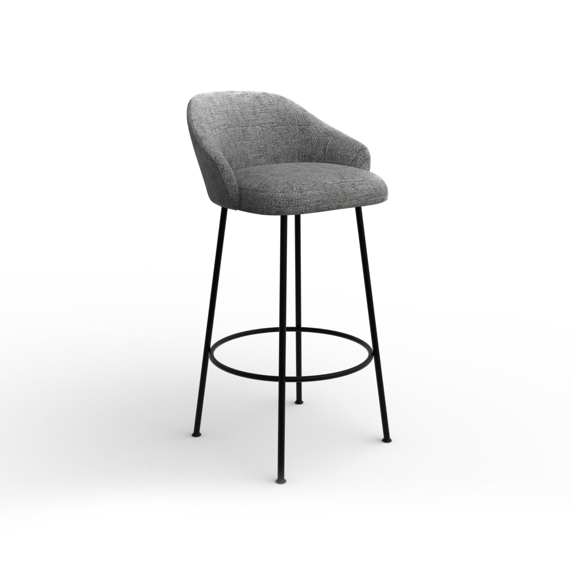 Isabelle 6011 Bar Stool - Matt Black/Fabric C (Clean 05)-1