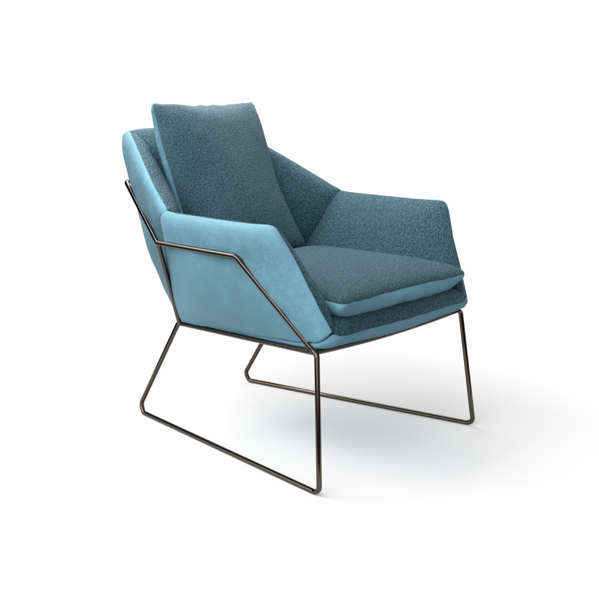 New York 2150 Armchair - Black Nickel/Fabric Extra (Violet 08)/Fabric Lusso (Time 18)-1