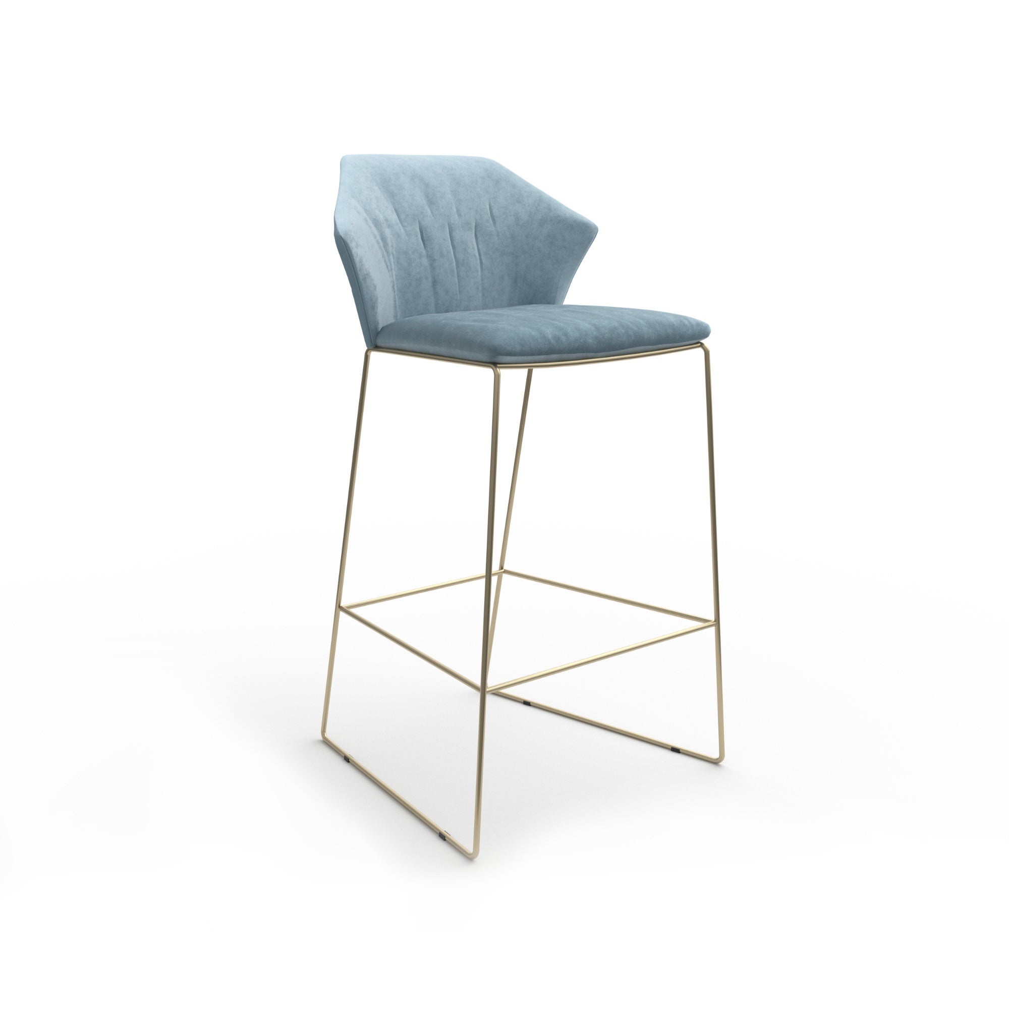New York 2159 High Bar Stool - Satin Brass/Fabric Extra(Violet 08)-1
