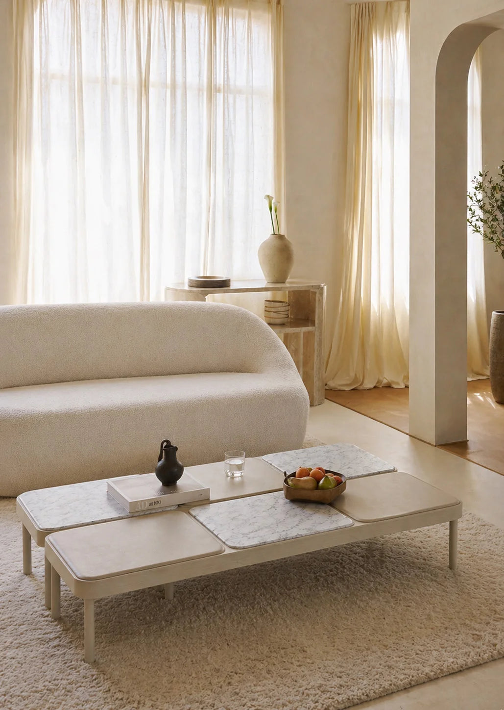 Mosaico Composition Coffee Table - 049 Gris Seda/401 Carrara