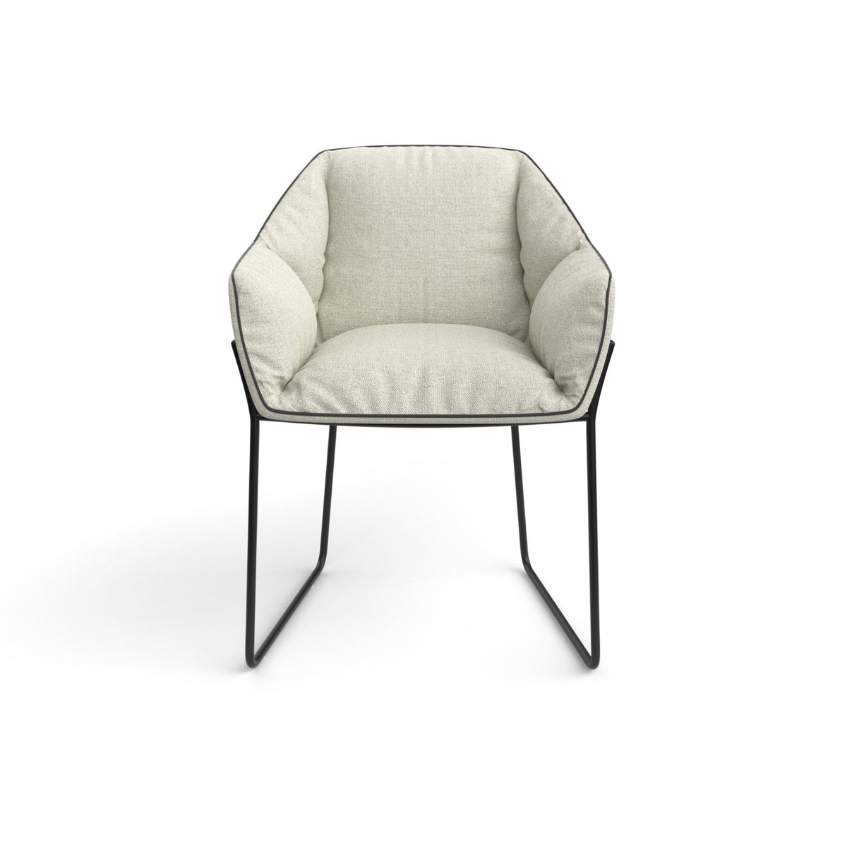 Nido Dining Chair – 57.5x78.5 / Metal (Extra Matte Lacquered 001) / Fabric 4 (101 1632)/Piping (13 Black)-3