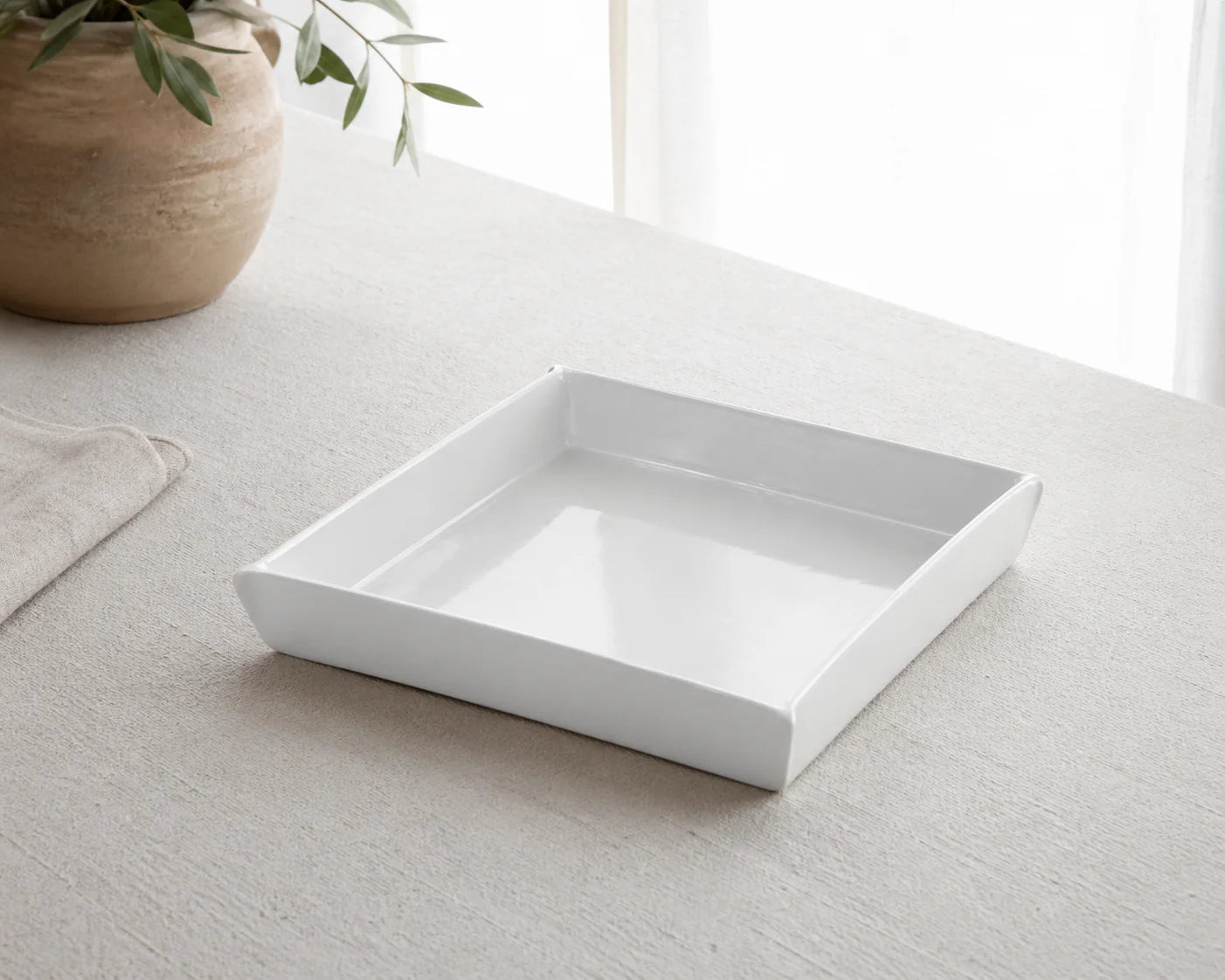 Enchanting Geometry Fold Square Plate - White