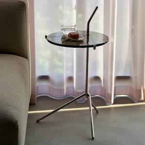 Halten SH9 Side Table - Polished Stainless Steel/Smoked Glass