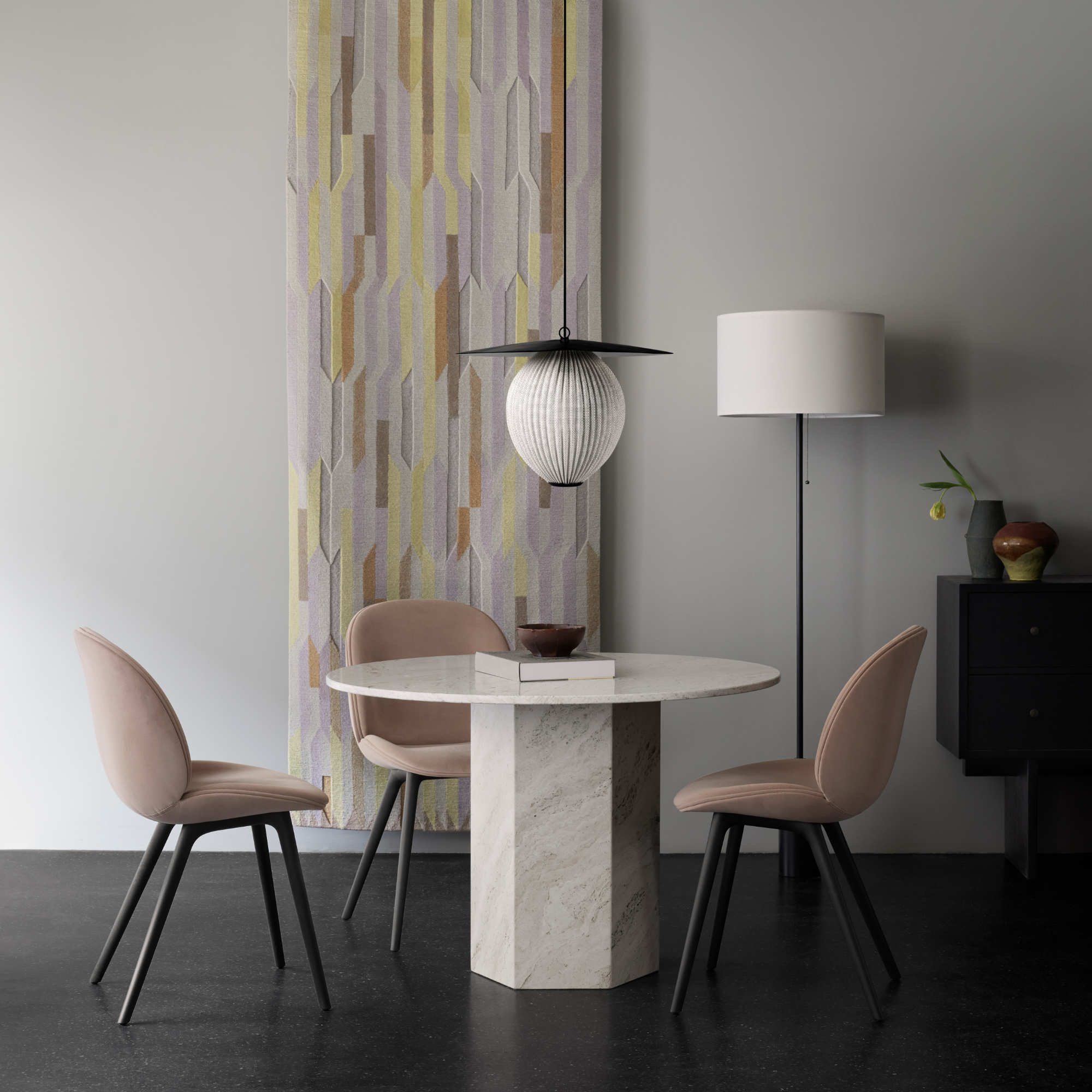 Satellite 10015189 Pendant Lamp - Black/Cream White Semi Matt
