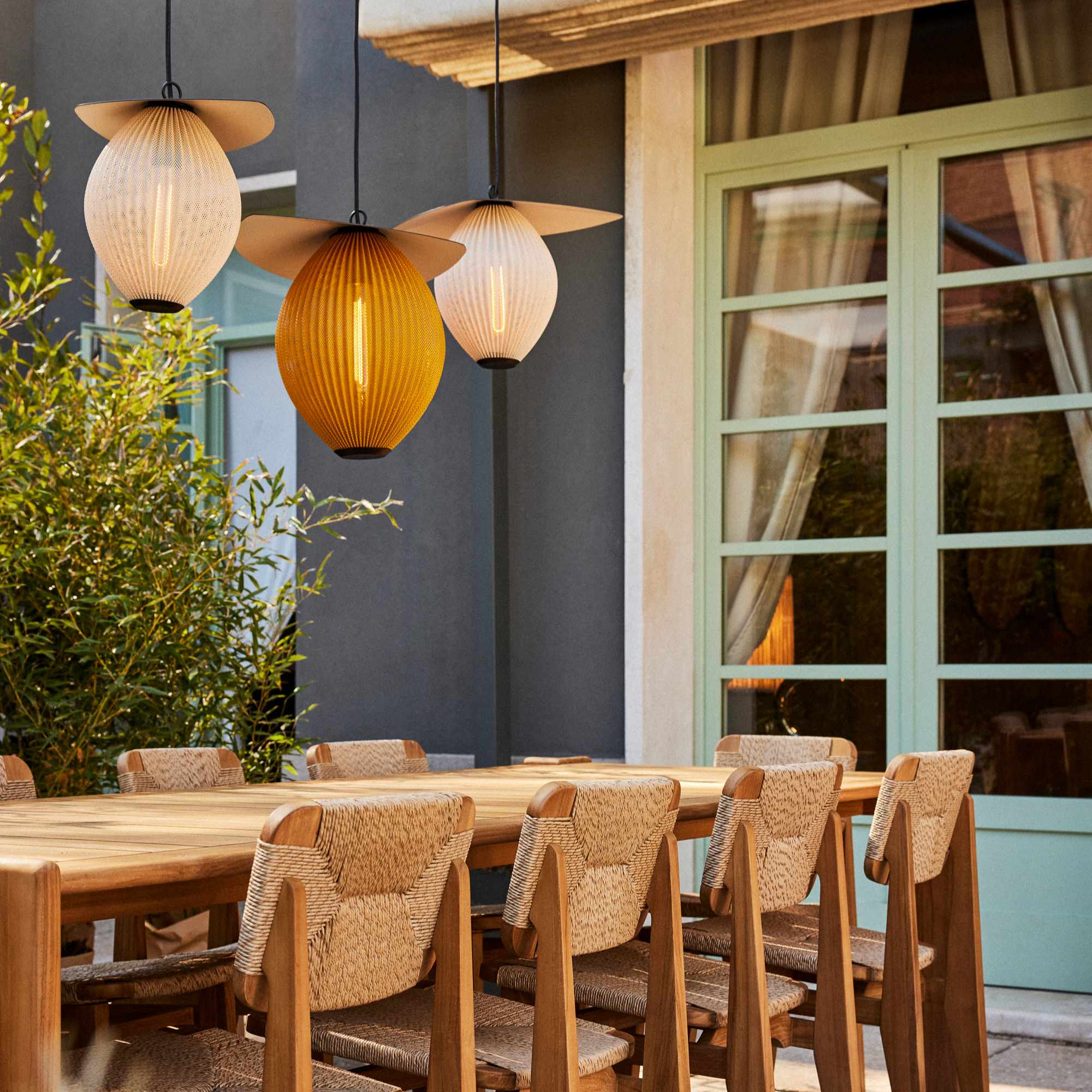 Satellite 59095 Medium Outdoor Pendant Lamp - Black/Mustard Gold-3