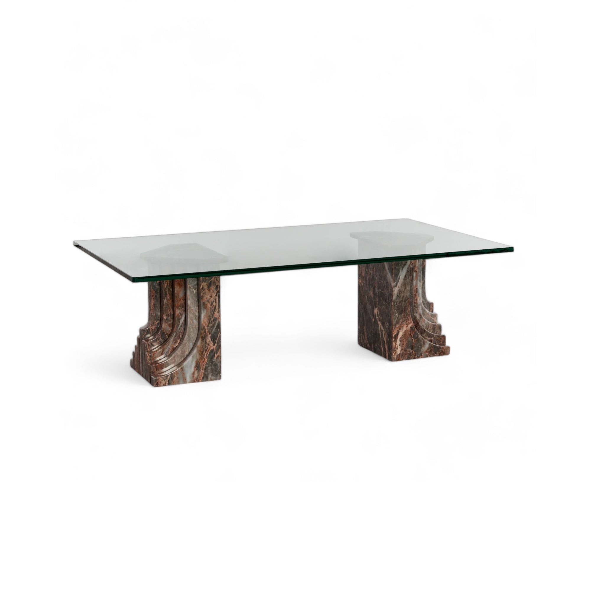 Scarpa Coffee Table - Fior Di Pesco Marble / Toughened Glass