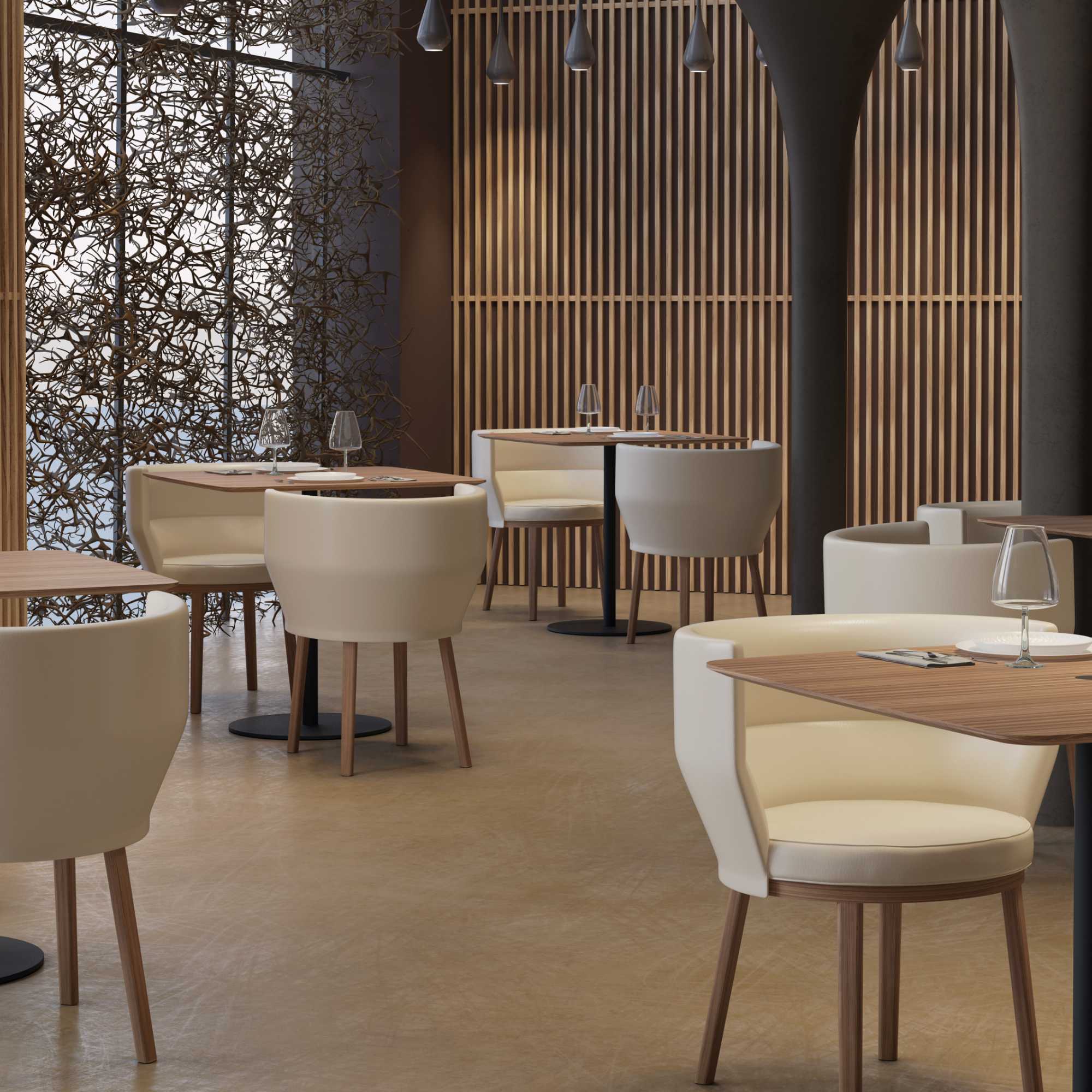 Sena SEN101 Dining Chair - Super-Matt Oak/Leather G5 (Stone)