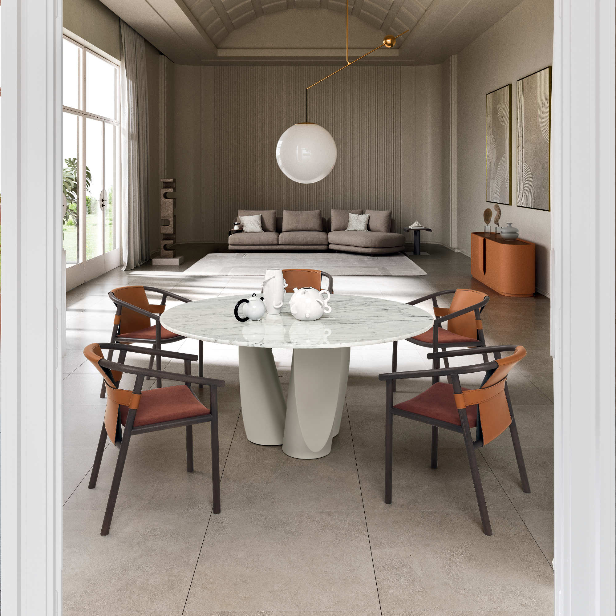 Sentei SENTJTV3L Dining Table - Silk Grey (LE10)/Crackle Glass (VE12)-3