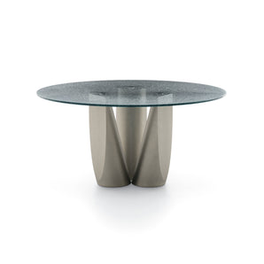 Sentei JTV3L Dining Table - Silk Grey (LE10)/Crackle Glass (VE12)