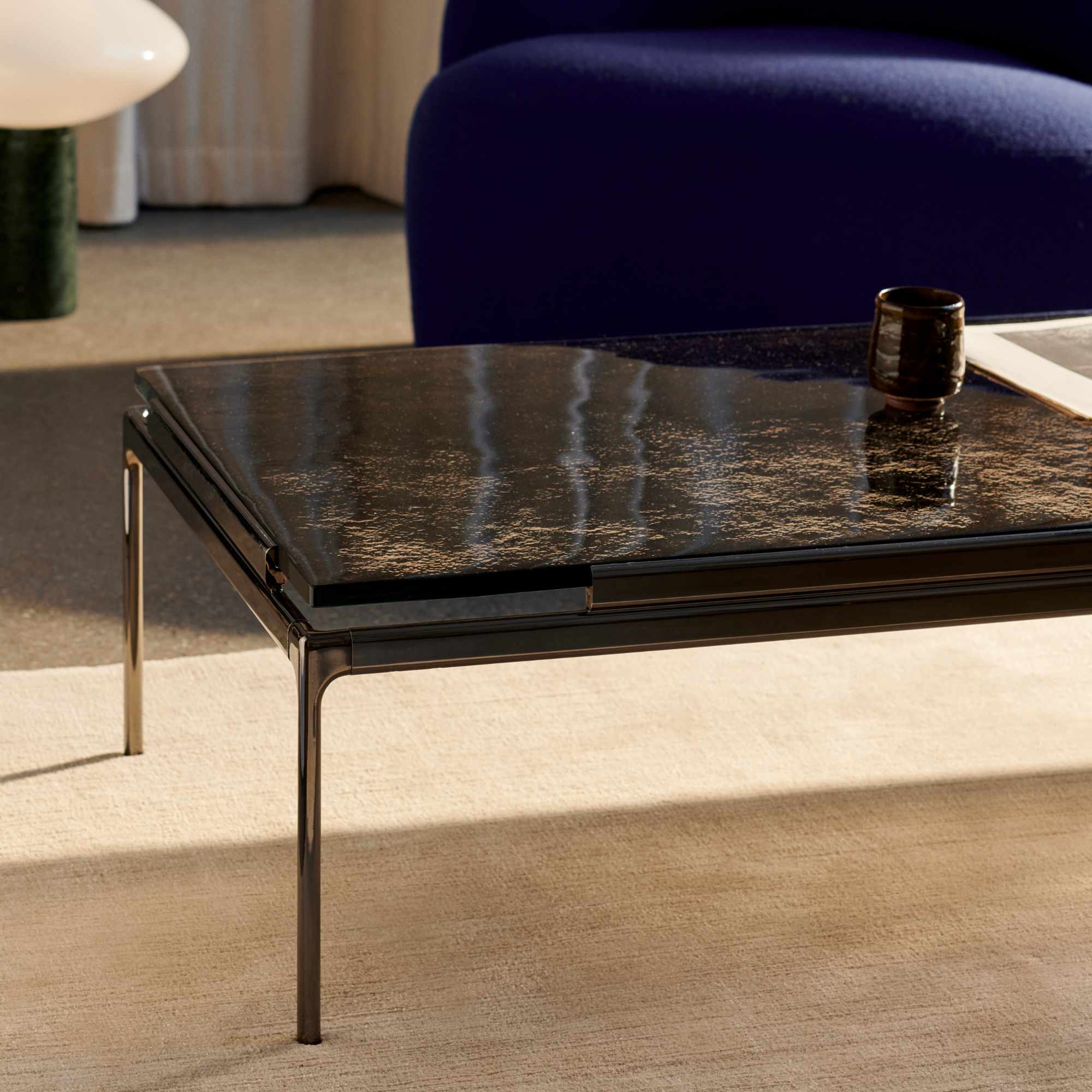 Sett LN12 Coffee Table - Dark Chrome/Smoked Cast Glass-3