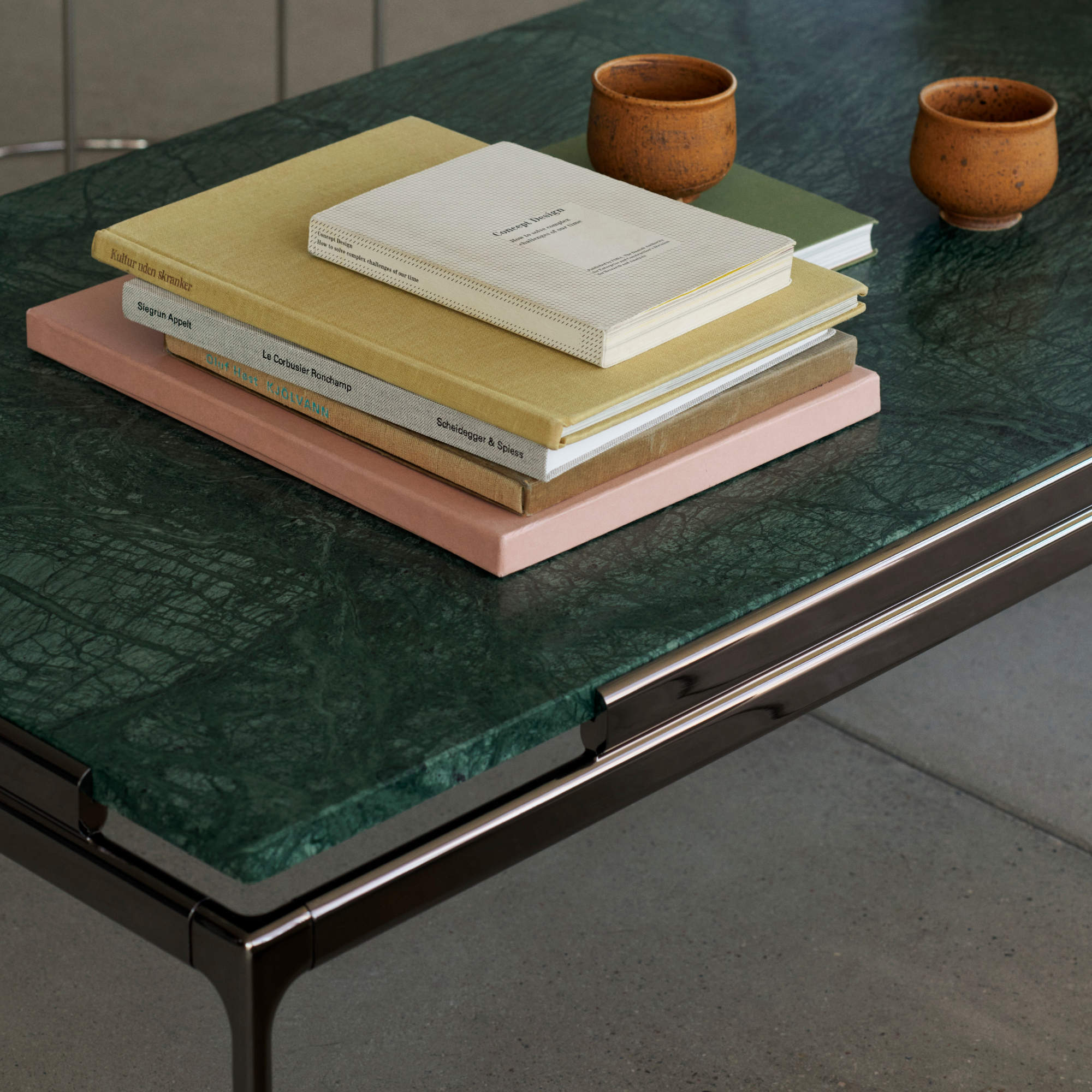 Sett LN12 Coffee Table - Dark Chrome/Verde Guatemala Marble-3