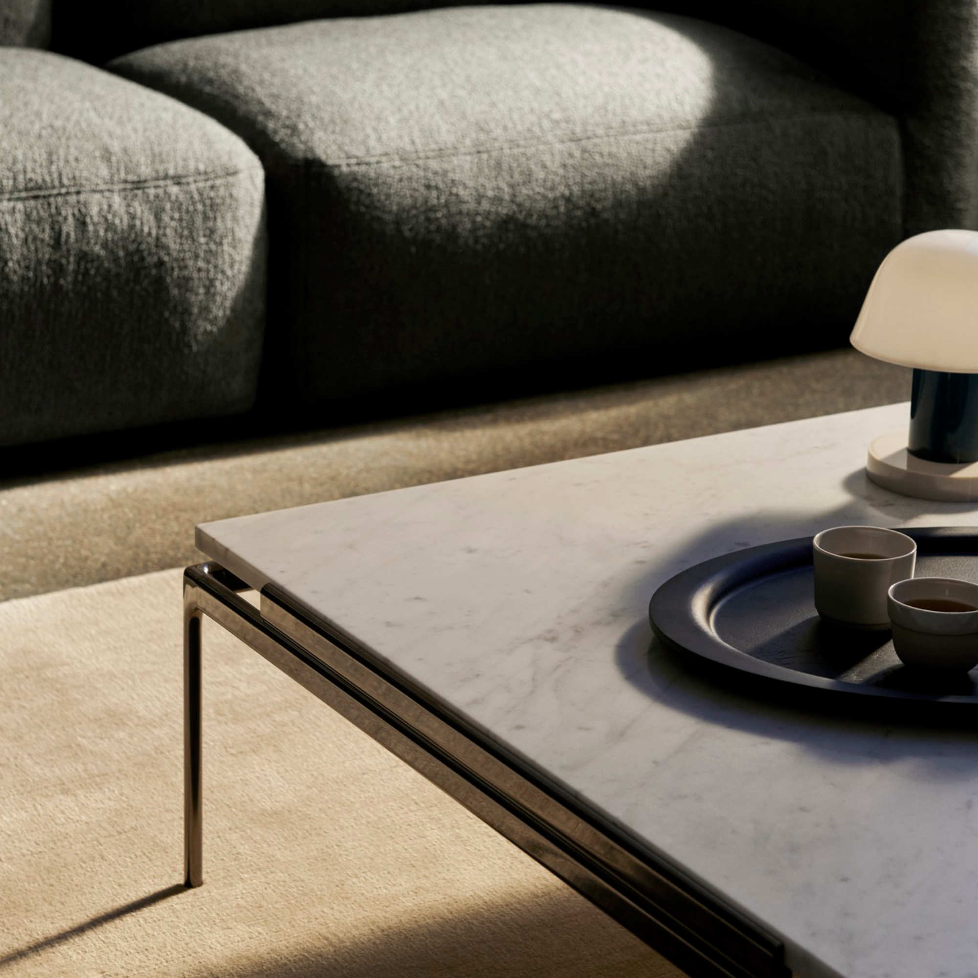 Sett LN13 Coffee Table - Dark Chrome/Bianco Carrera Marble-3