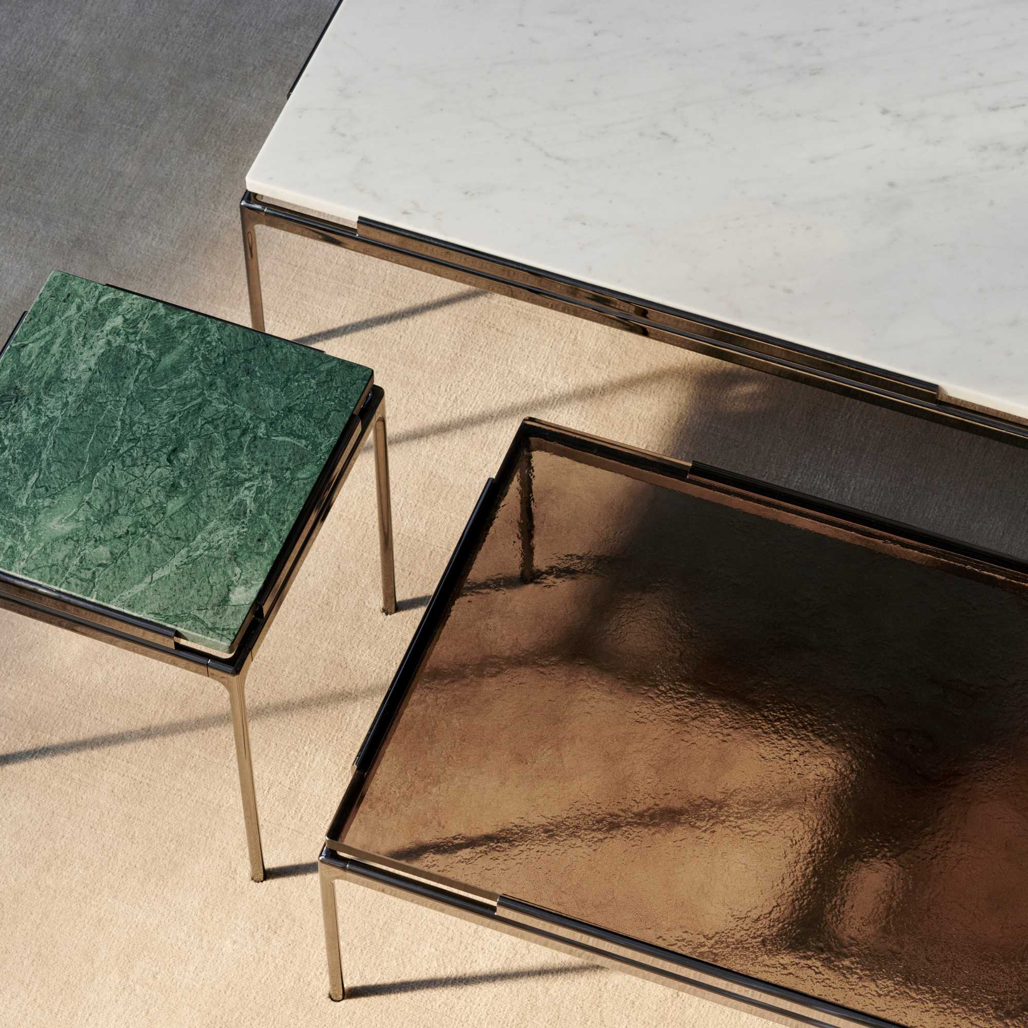 Sett LN11 Side Table - Dark Chrome/Verde Guatemala Marble