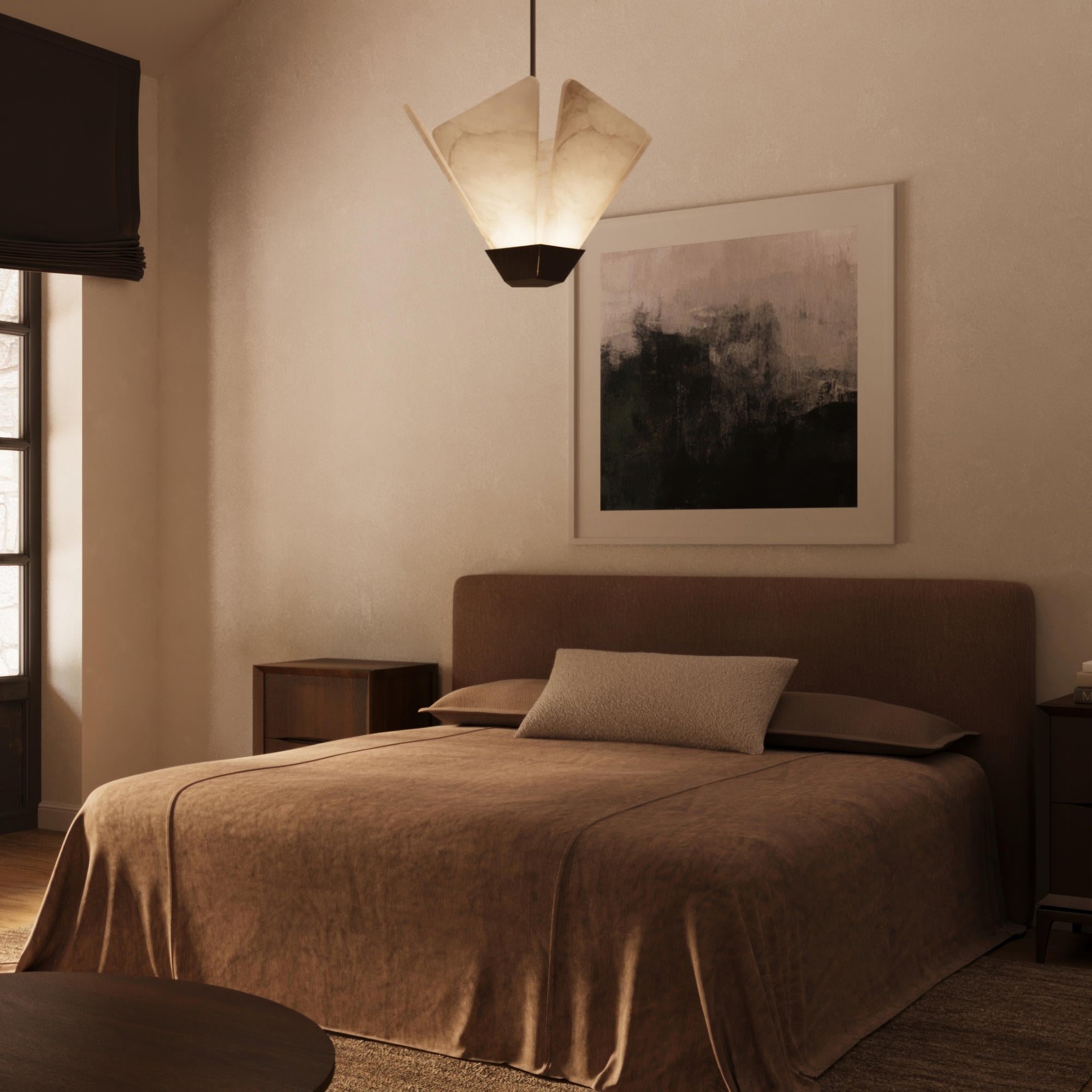 Shard Pendant Lamp - Antique Bronze/Honed Alabaster-4