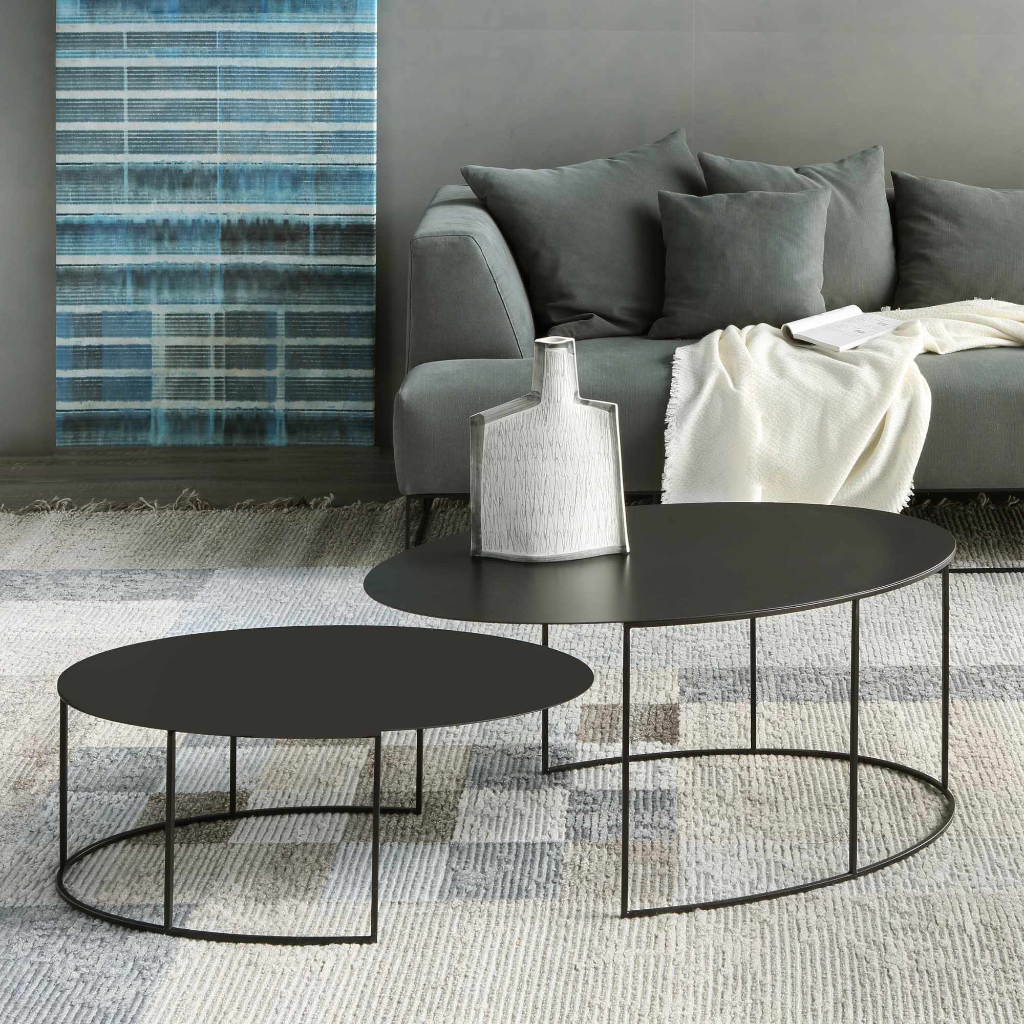 Slim Irony Oval 681-CB Low Table - Copper Black-2