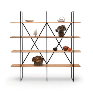 Slim Irony 674 Bookcase - Copper Black/Solid Plane Wood