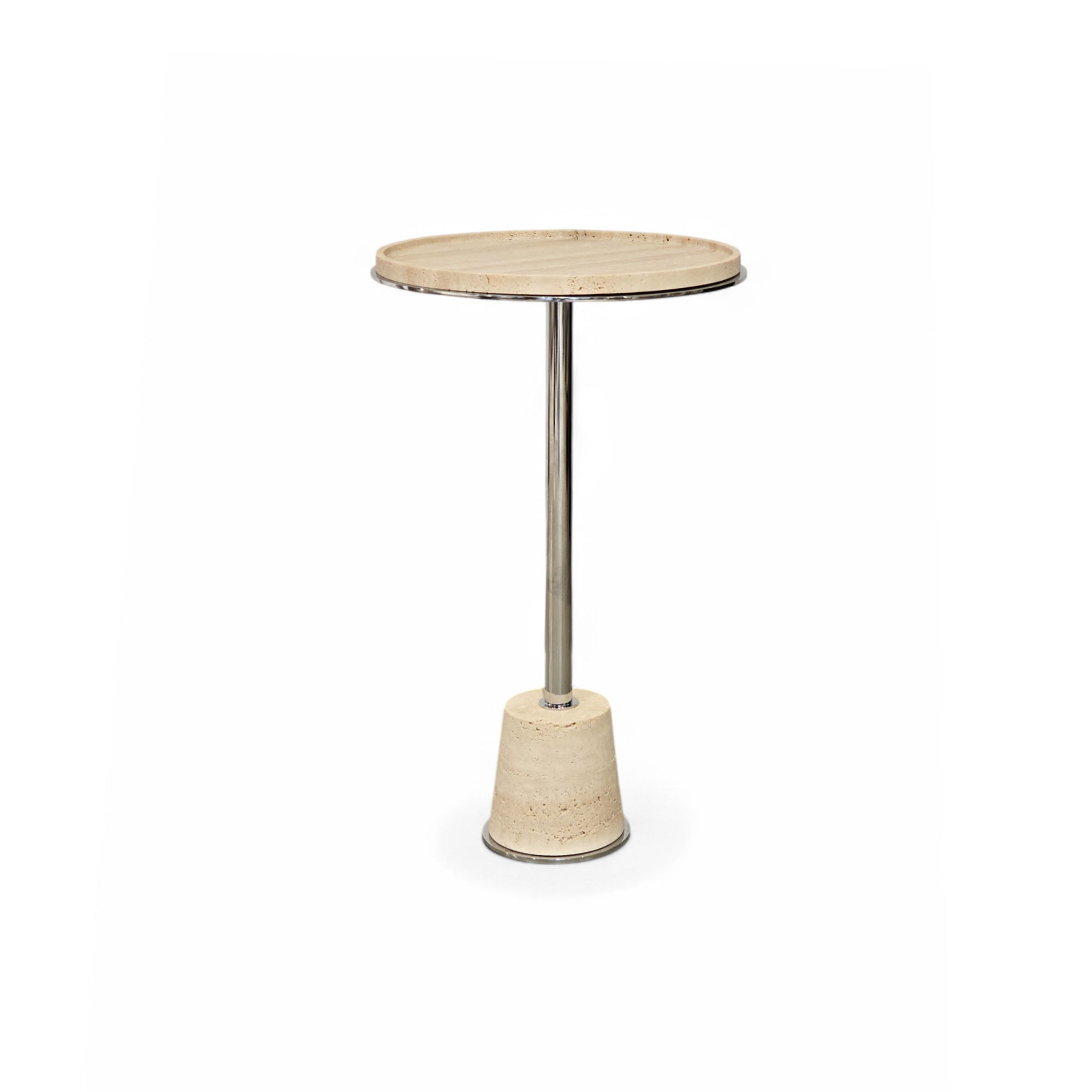 Sorrento Marble MA057M Side Table - Chrome/Travertine-1