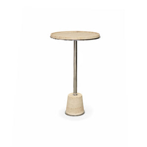 Sorrento Marble MA057M Side Table - Chrome/Travertine