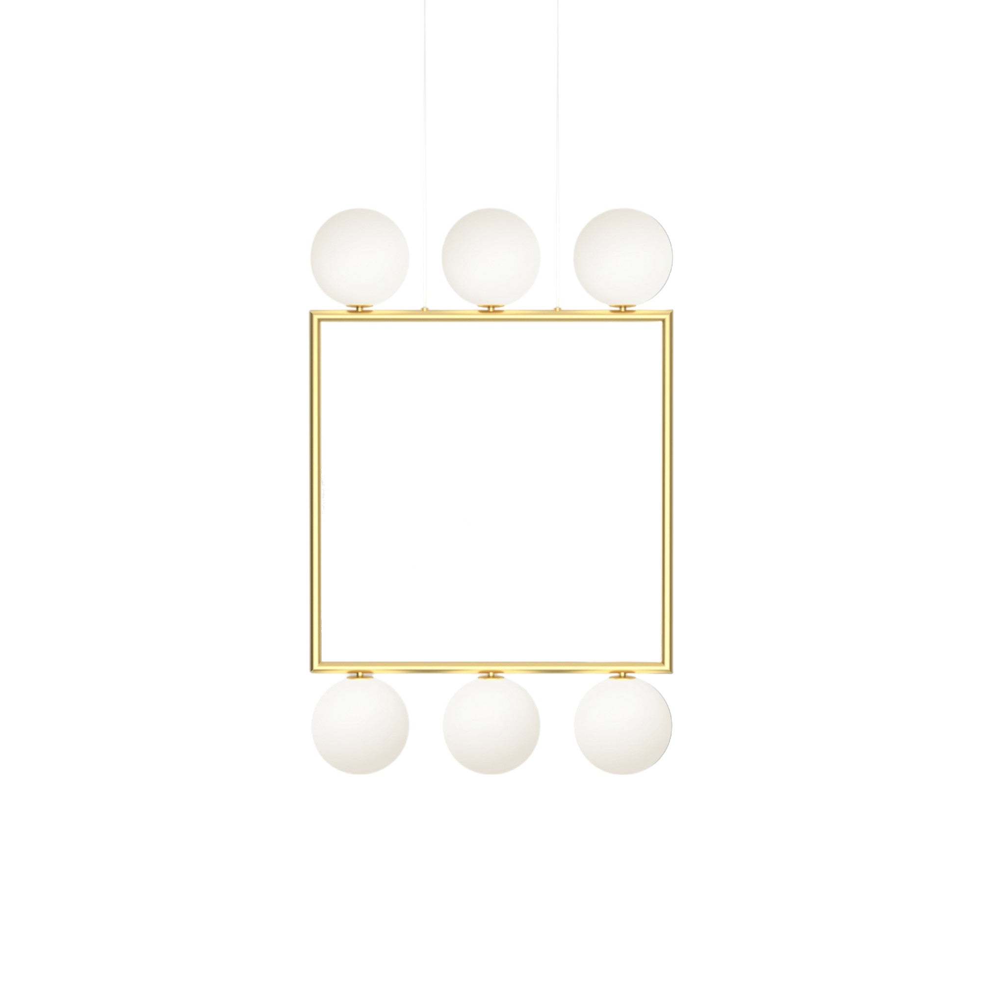 Square Large Globes Pendant Lamp - Brass