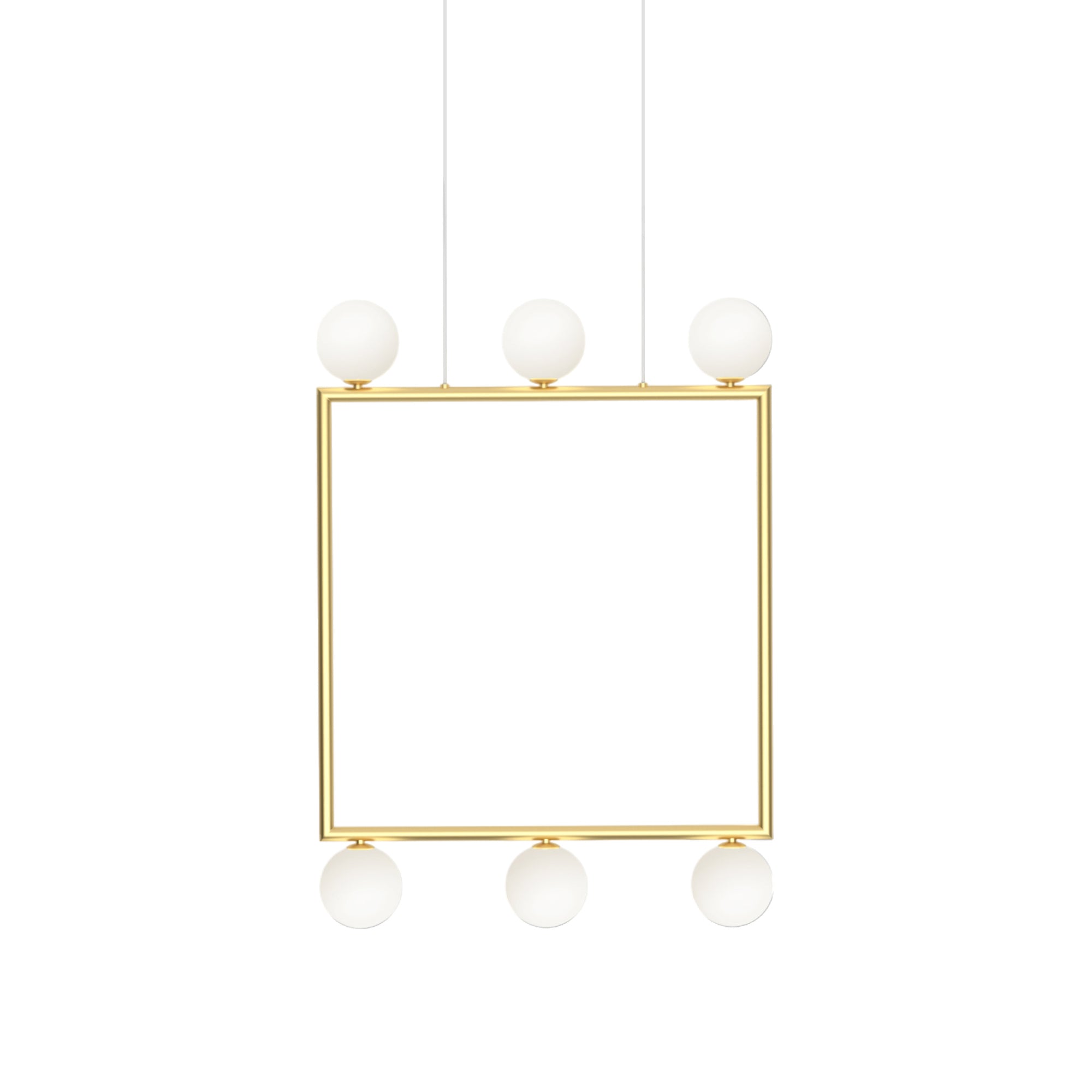 Square Small Globe Pendant Lamp - Brass